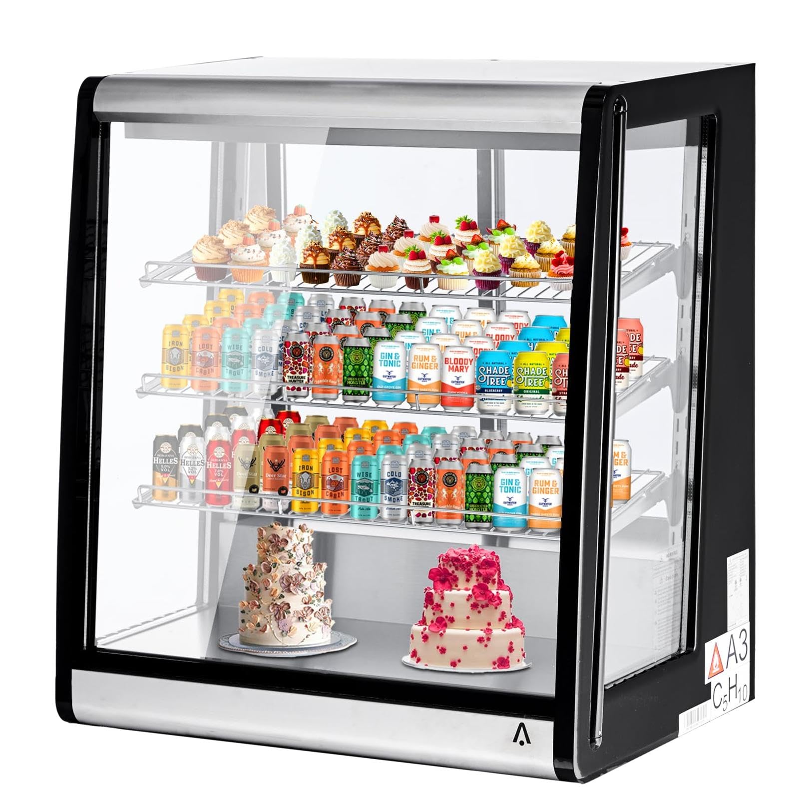 GARVEE 196L Single Door Commercial Cake Refrigerator with LED Lighting - Countertop or Floor Standing Pastry Display Case for Bakeries, Cafes & Dessert Shops