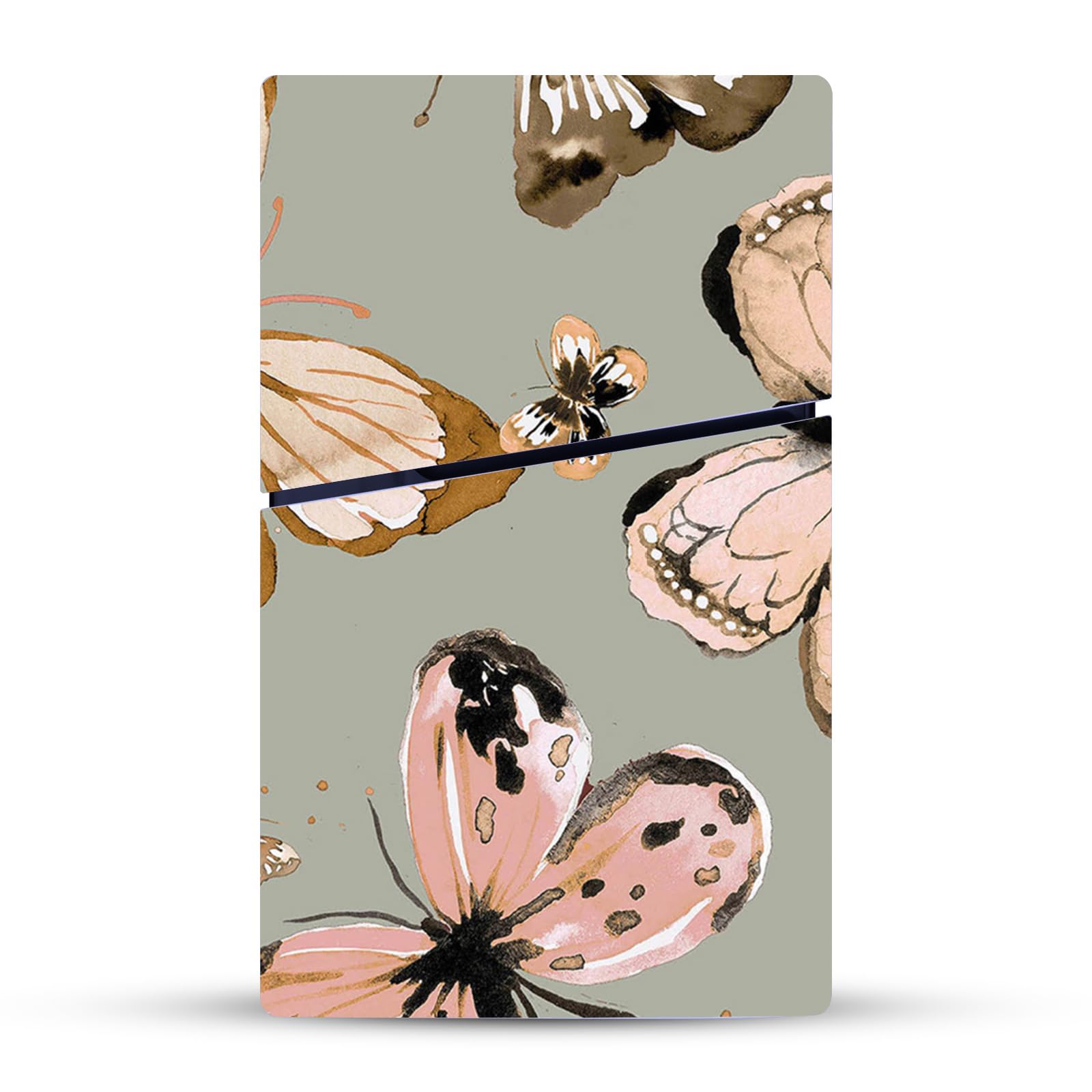 Official Ninola Green Gold Butterfly Vinyl Stickers for Sony PS5 Slim/PRO Disc Edition Console & DualSense Controller - Protective Gaming Skin Decals - Perfect for Customizing Your PlayStation 5 Setup at Home or Gaming Tournaments