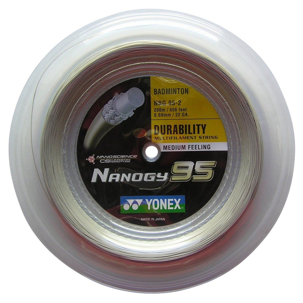 Yonex Nanogy 95 Badminton String Reel - High Performance Badminton String for Professional Players - Perfect for Tournament Play and Training Sessions