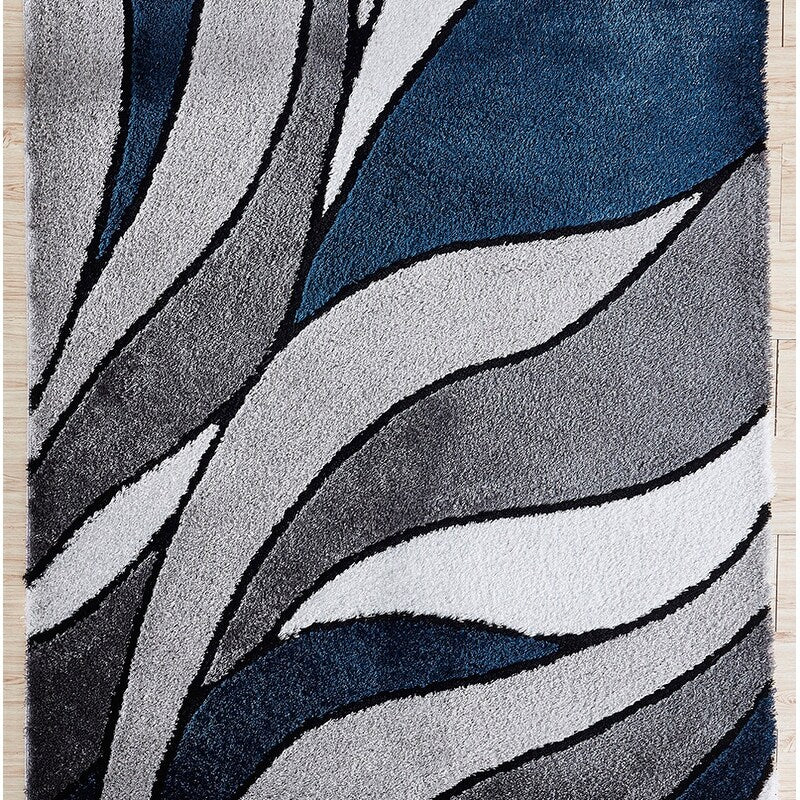 Aria Collection Soft Pile Hand Tufted Shag Area Rug - Blue 5' x 8' - Plush Living Room Rug for Cozy Bedroom & Nursery Decor