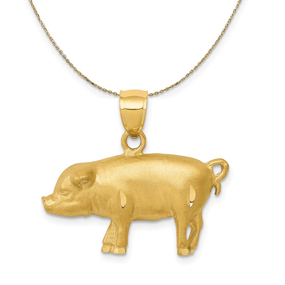 14K Gold Pig Necklace with Diamond Cut - Elegant Gift for Women