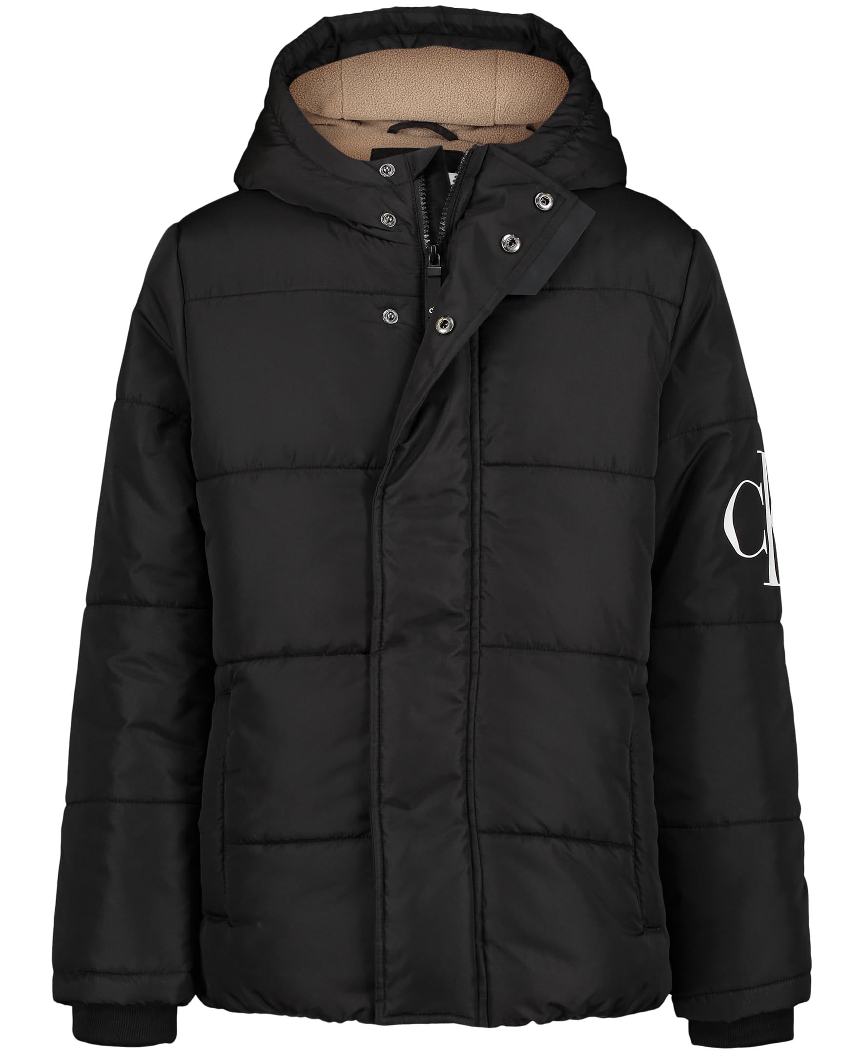 Calvin Klein Boys' Heavyweight Hooded Bubble Jacket with Polar Fleece Lining - Warm Winter Coat for Kids Outdoor Activities & School