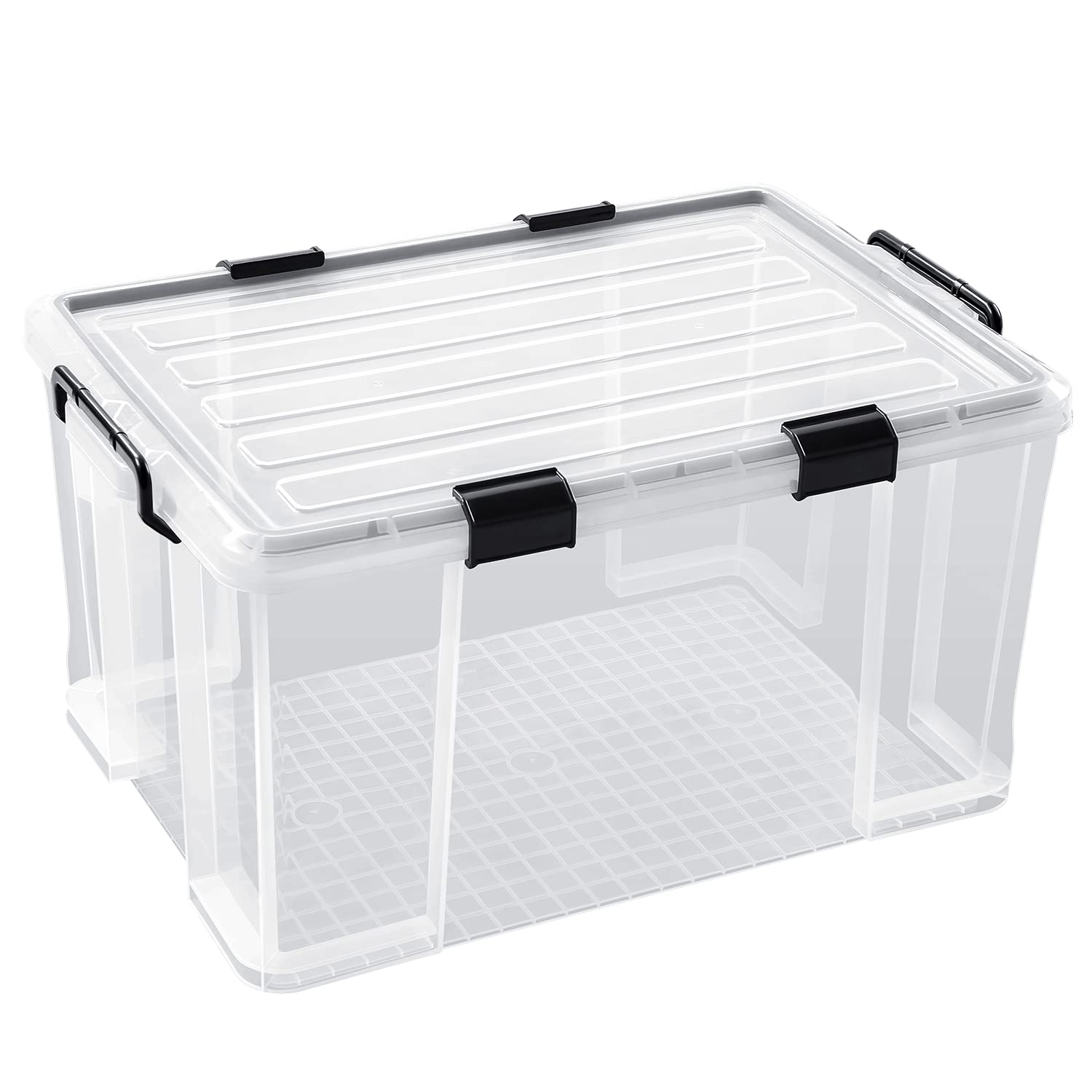 3-Pack 90QT/85L Heavy Duty Storage Bins with Lids - Weatherproof Plastic Storage Containers for Garage, Closet & Moving | Stackable Organizer for Clothes, Outdoor Gear & Trunk Storage | Ideal for Home Organization & Seasonal Storage