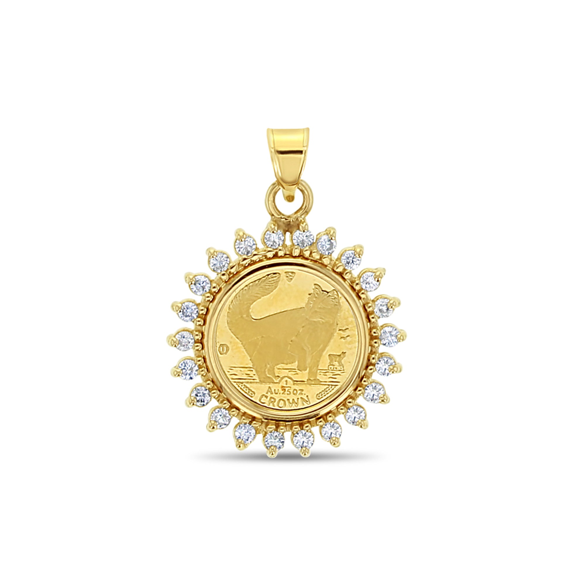 Isle of Man Fine Gold Coin Necklace with Diamond Halo - Elegant Jewelry Gift for Women, Perfect for Anniversaries, Birthdays & Special Occasions