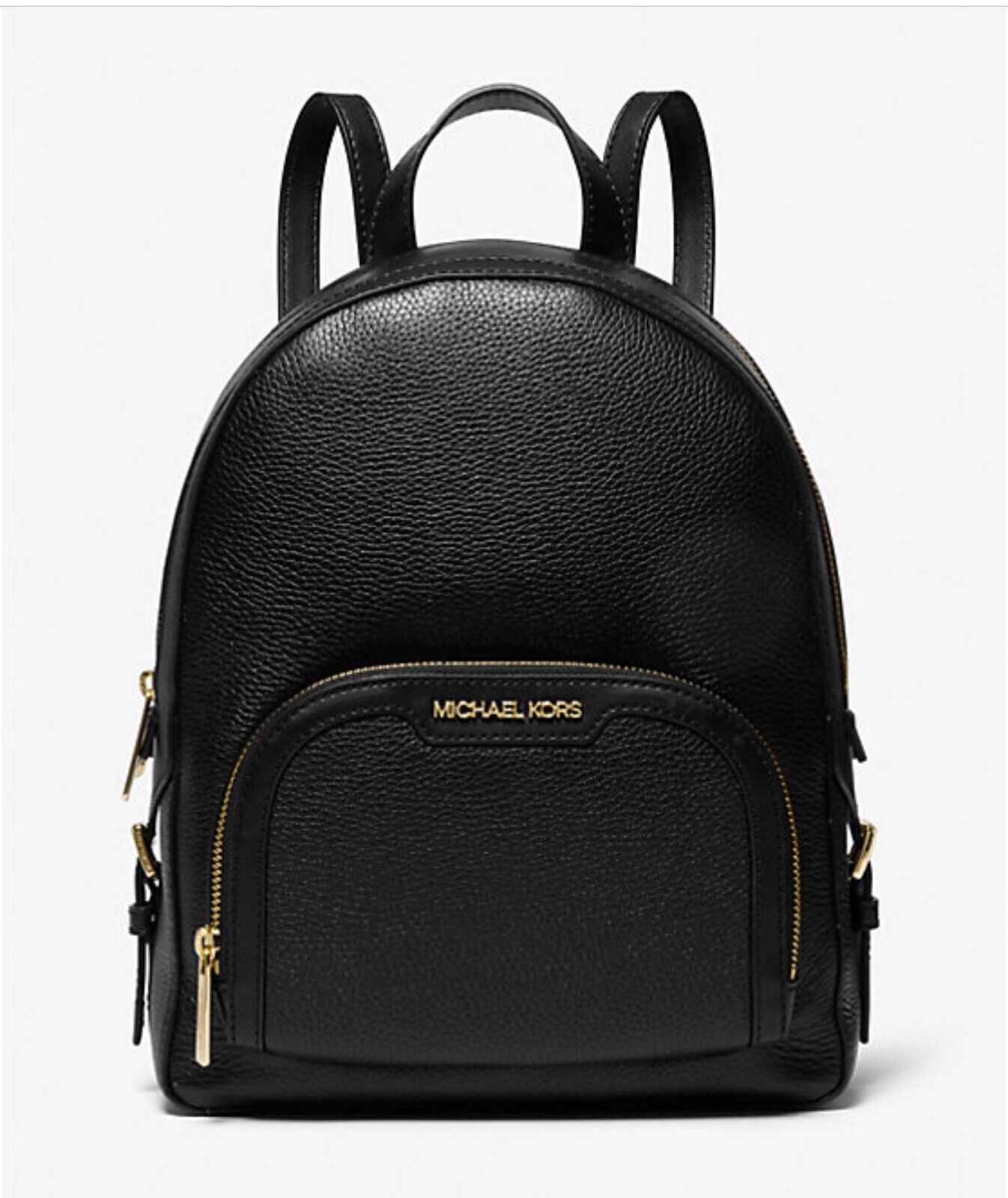 Michael Kors Jaycee Pebble Leather Medium Backpack for Women - Stylish Black Leather Backpack for Work, Travel & Everyday Use