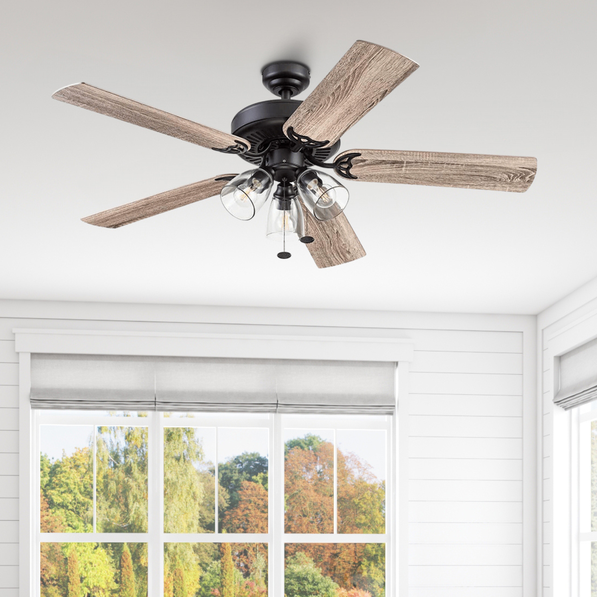 52 Inch Saybrook Espresso Bronze Ceiling Fan with Pull Chain - Modern Indoor Ceiling Fan for Living Room, Bedroom, and Office
