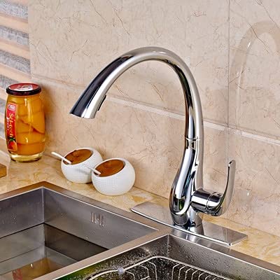 OMOONS Commercial Pull Down Kitchen Faucet with Sprayer - Chrome Finish Bar Sink Tap for Farmhouse, Restaurant & Home Use - Perfect for Washing Dishes, Filling Pots & Cleaning Vegetables