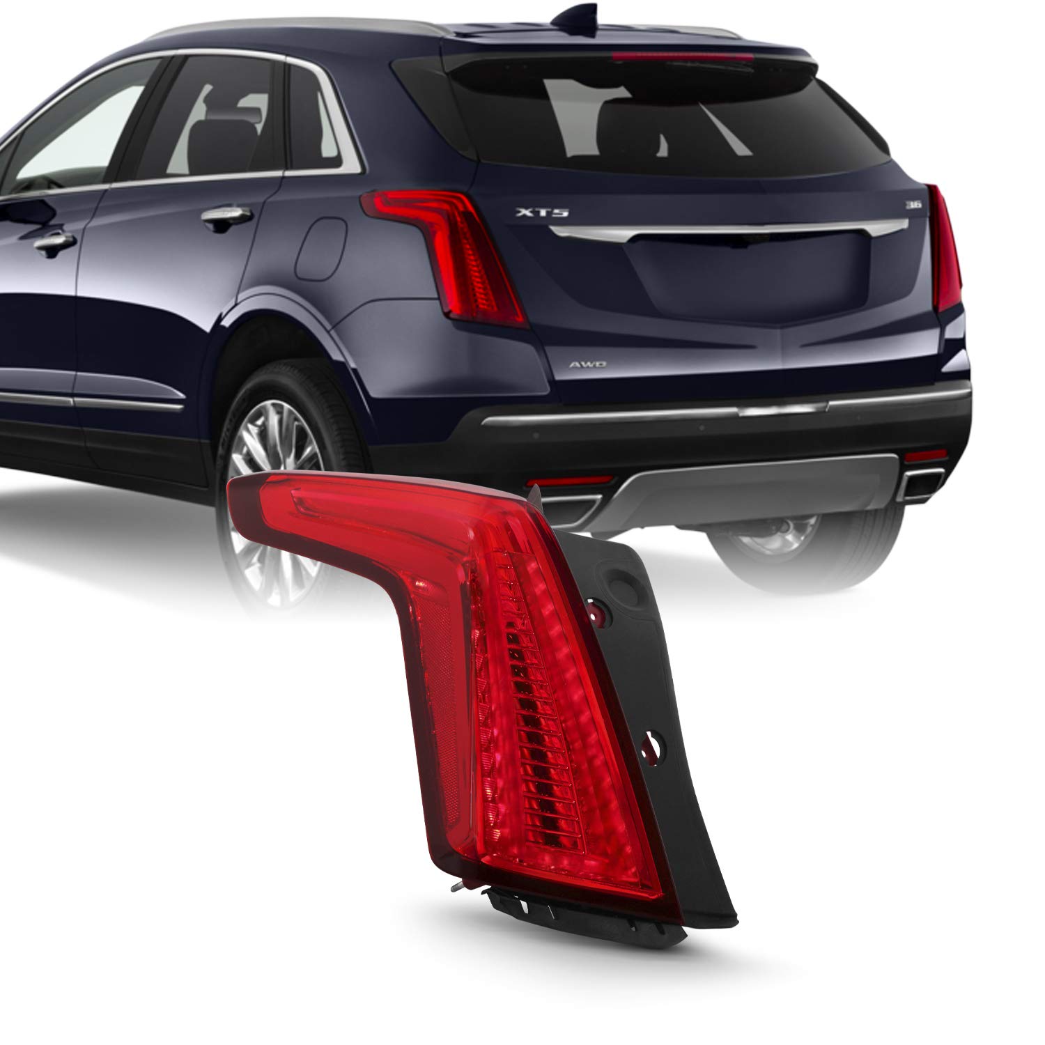 AKKON Full LED Tail Lights for 2017-2019 Cadillac XT5 - OE Style Red Lens Left Driver Side Assembly - Perfect for Night Driving & Car Upgrades