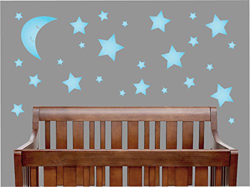 Blue Stars and Moon Wall Decals