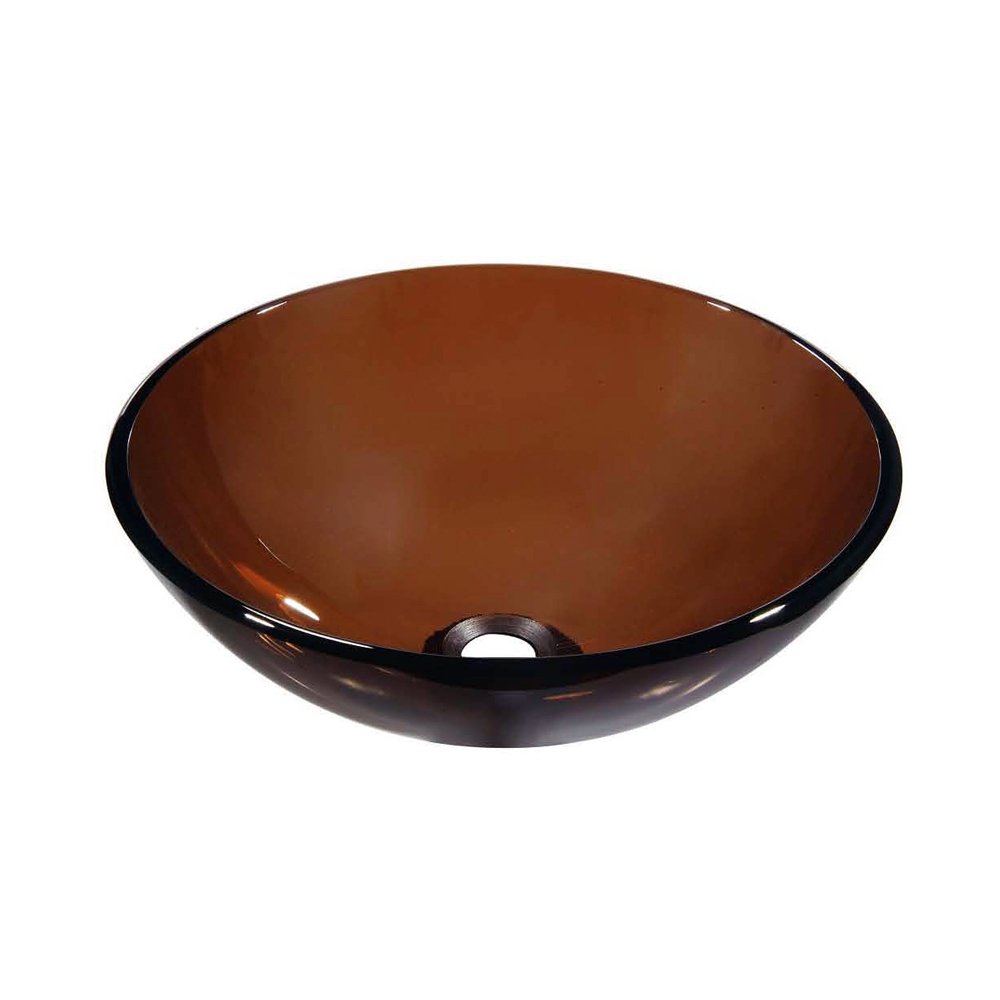 Premium Brown Round Dawn Tempered Glass Vessel Sink - Modern Bathroom Vanity Sink for Powder Room, Guest Bath & Master Bathroom Decor
