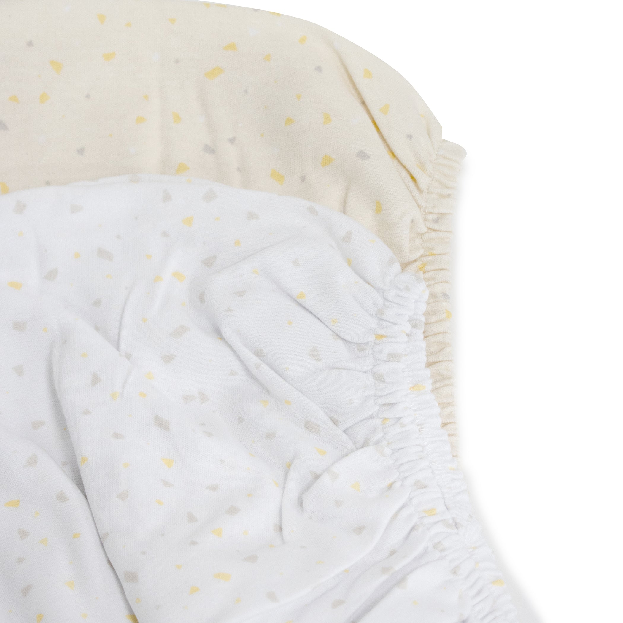 Premium Terrazzo 2-Pack Bassinet Fitted Sheets - Soft White & Wheat Colors | Perfect for Nursery, Baby Shower Gifts & Newborn Essentials
