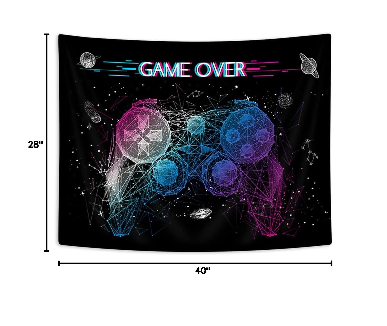 Galaxy Gamer Tapestry - Starry Sky Universe & Gamepad Design Wall Hanging for Gaming Room Decor - 40x28 Inch Gaming Tapestry for Teen Boys Bedroom, Dorm, Living Room - Perfect for Video Game Lovers & Space Theme Decor