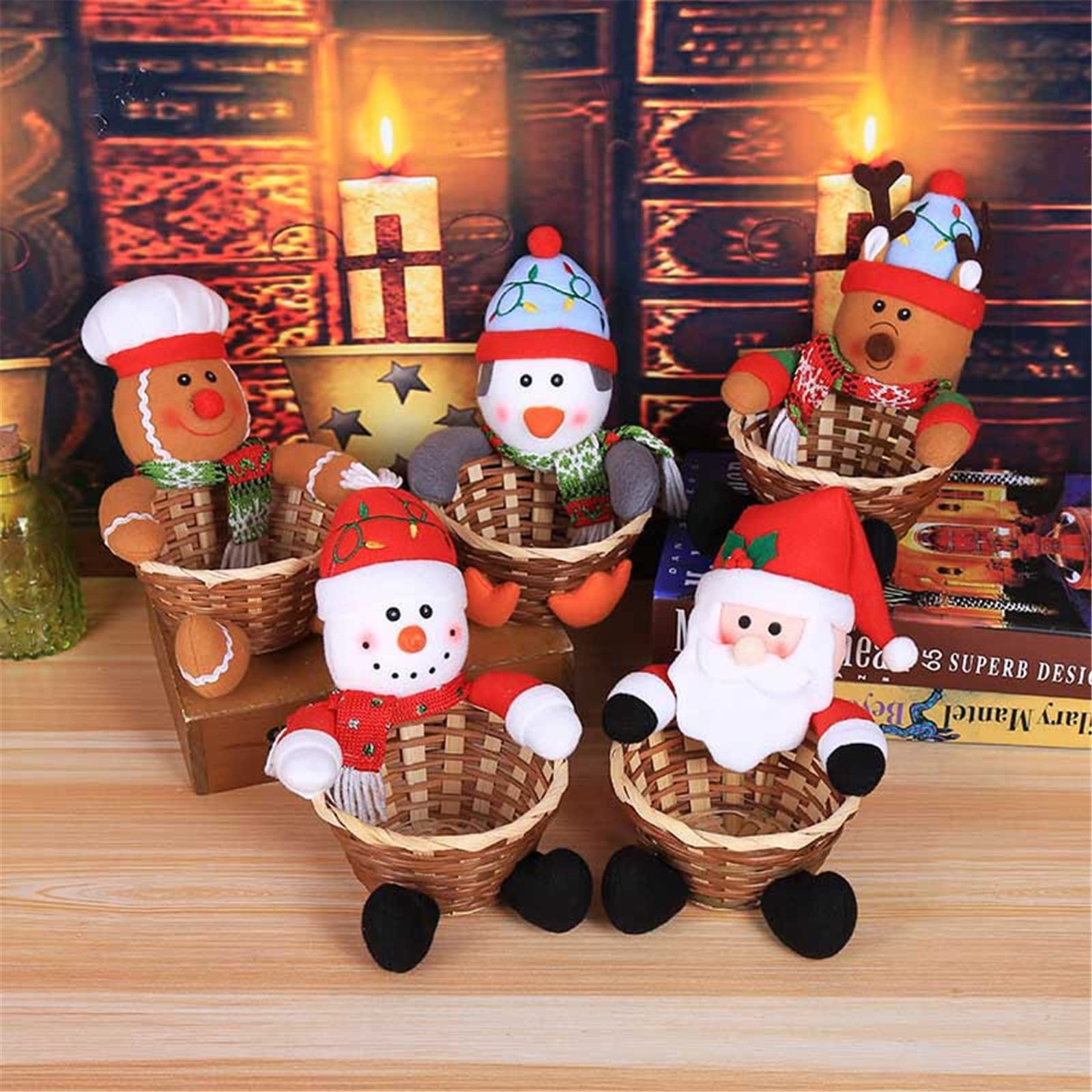 Handmade Christmas Santa Claus Candy Basket - Xmas Table Decor, Snowman Candy Holder (5.91 x 7.87 Inch) - Perfect for Holiday Parties, Gift Exchange & Festive Home Decor
