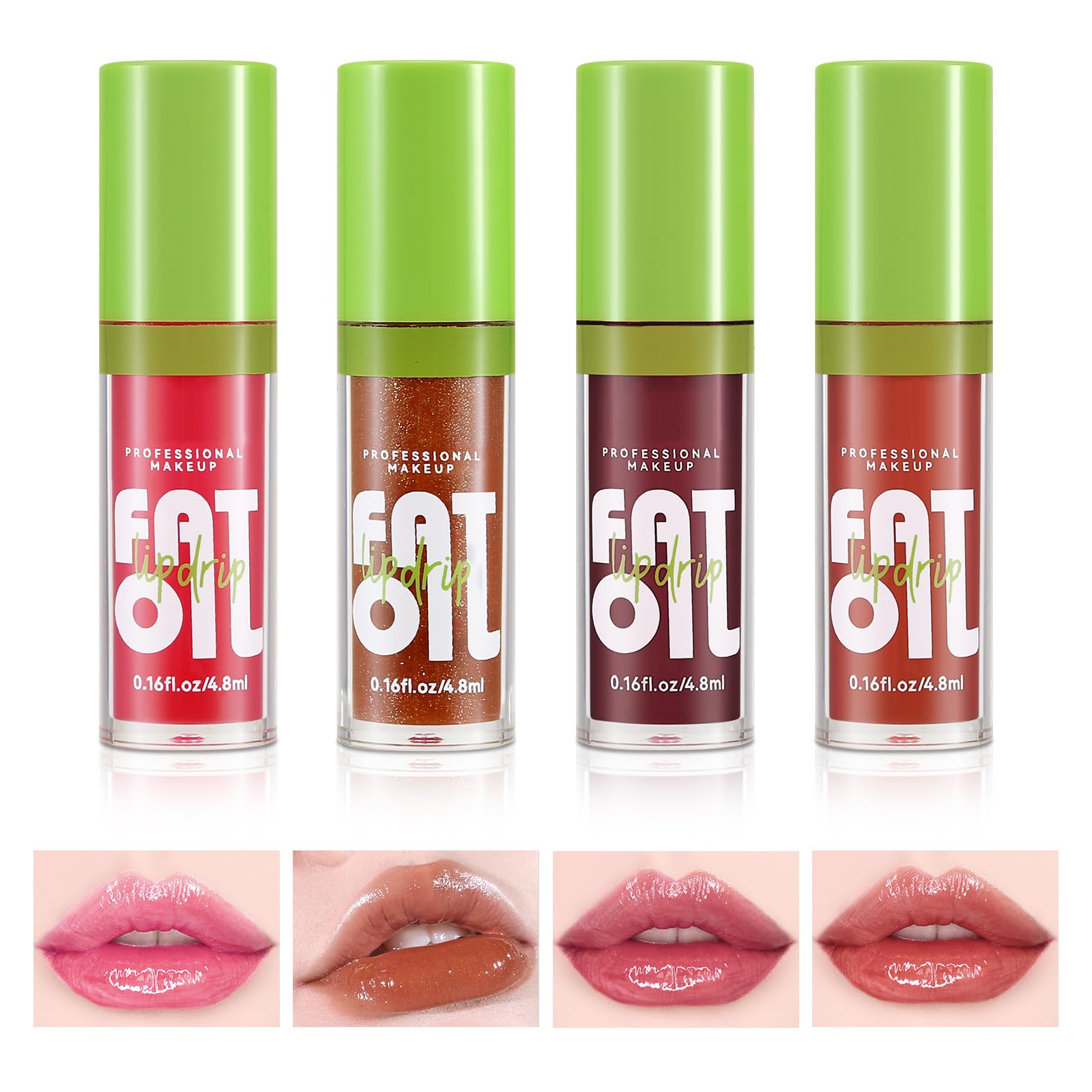 Boobeen 4PCS Lip Gloss Set - Moisturizing Hydrating Tinted Lip Oil, Non-Sticky Lightweight Lip Gloss for High Shine & Plump Lips | Perfect for Women & Girls Daily Wear, Parties, and Makeup Looks