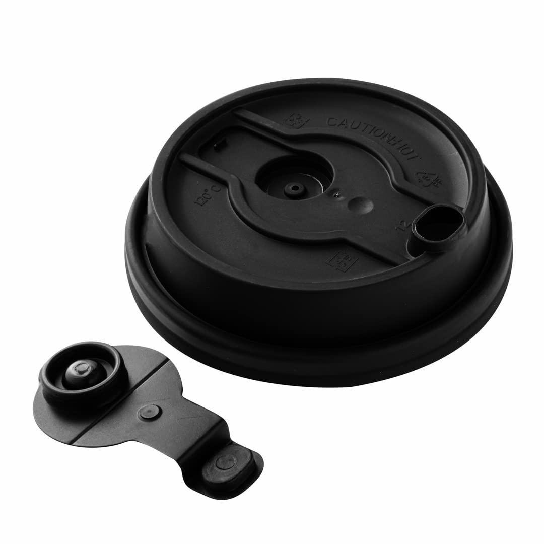 Restpresso Disposable Double Plug Paper Cup Lids for 8, 12, 16 & 20-OZ Coffee Cups - 500 Pack Black Plastic Lids with Straw Slot (Cups Sold Separately) - Perfect for Coffee Shops, Cafes & Takeout Restaurants