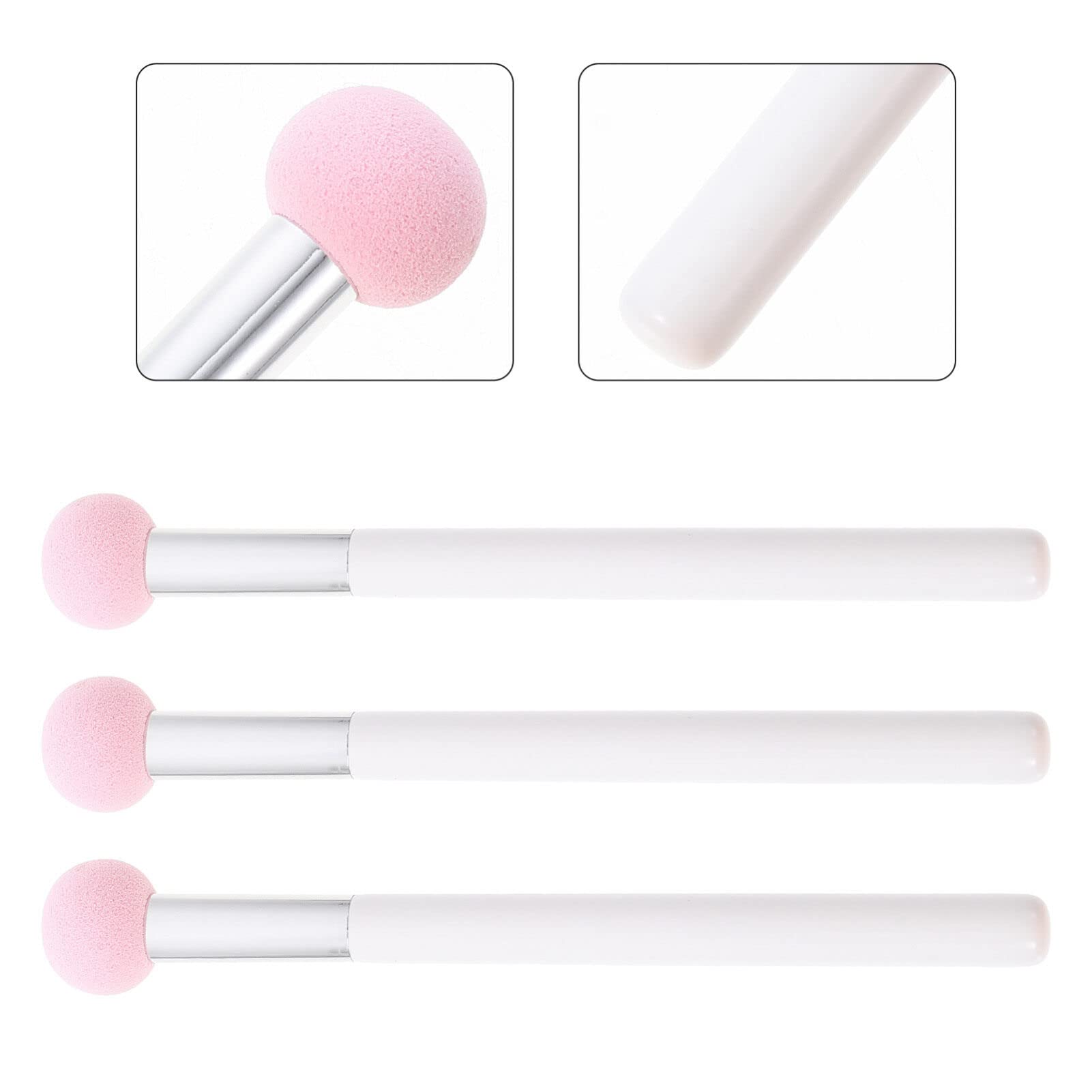 FRCOLOR 3-Piece Small Mushroom Head Makeup Sponge Set - Purple Non-Latex Triangle Beauty Blenders & White Eye Shadow Brush for Flawless Foundation & Concealer Application - Perfect for Travel Makeup Kits & Professional Vanity Pouches
