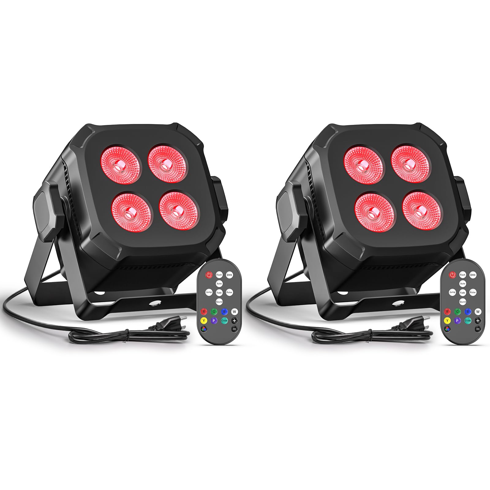 2 Pack Mini Stage Lights - 4x8W RGBW LED Par Lights with DMX512 & Sound Control | Lightweight 4-in-1 DMX Lighting for Home Parties, DJ Shows, Wedding Events & Stage Performances