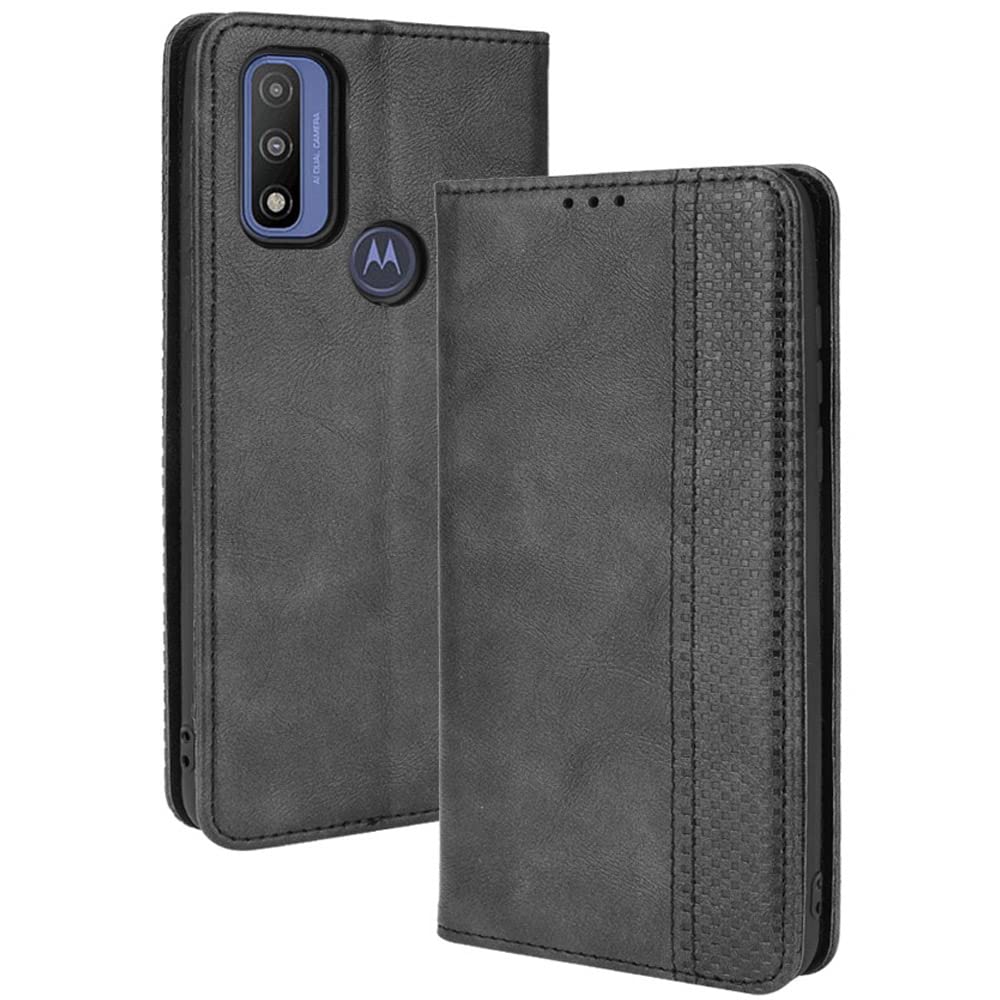 Magnetic Flip Wallet Case for Motorola Moto G Pure 2021 - PU Leather Cover with Card Holder Slots & Kickstand | Perfect for Daily Commute, Business Meetings & Travel Protection (Black)