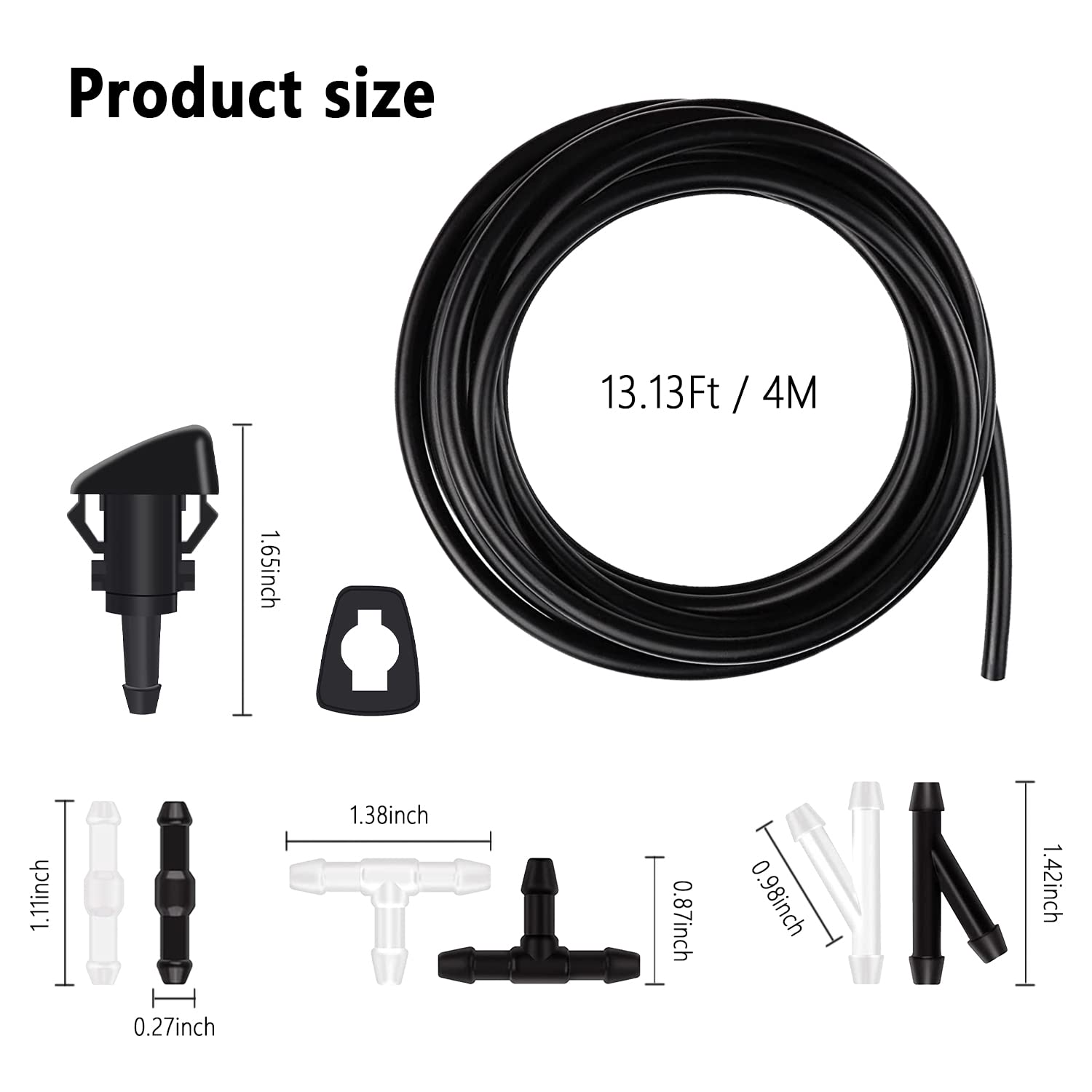 **4M Windshield Washer Nozzles Hose Kit with 6 Hose Connectors & Gaskets - OEM#5113049AA - Compatible with Dodge, Ram, Chrysler - Perfect for Car Maintenance & Windshield Cleaning**