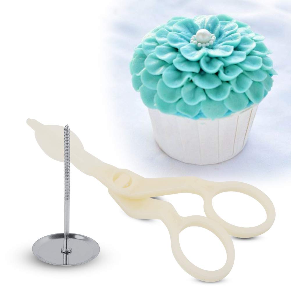 Professional Fondant Cake Decorating Tool Set - Plastic Cake Flower Nail & Flower Lifter with Sugar Craft Scissors for Cake, Cupcake, and Pastry Decorating - Perfect for Birthday, Wedding, and Special Occasion Cake Designs