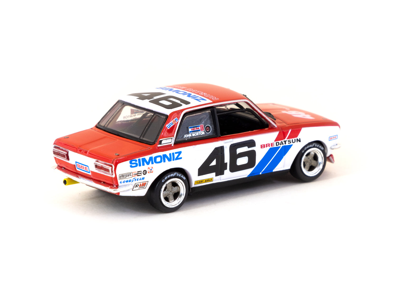 Tarmac Works 1/64 Scale BRE Datsun 510 Trans Am 2.5 Championship 1972 #46 Diecast Model Car - TWOC 2022-23 Membership Exclusive - Perfect for Collectors & Racing Enthusiasts - Display Case & Gift Box Included