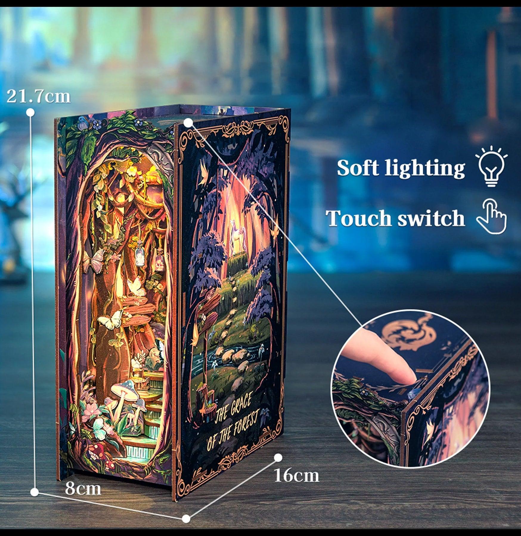 Grace of the Forest DIY Book Nook Kit - Handcrafted Miniature Bookshelf Insert for Fantasy Book Lovers - Perfect for Home Decor, Reading Nooks & Gift Giving