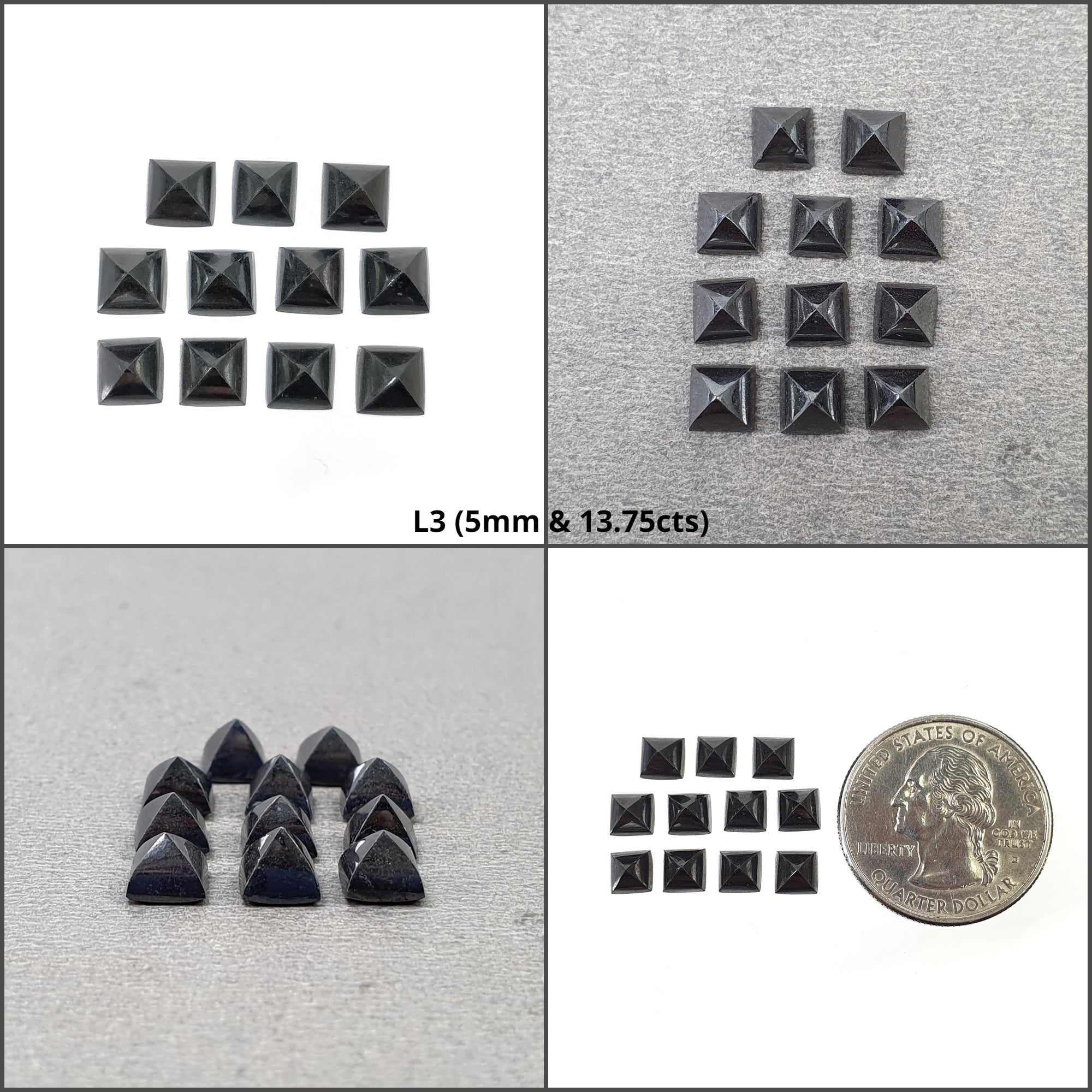 Natural Black Hematite Gemstone Rose Checker Cut Oval Cushion - Untreated & Unheated (4pcs/7pcs/11pcs) for Jewelry Making, Healing Crystals & Meditation Accessories