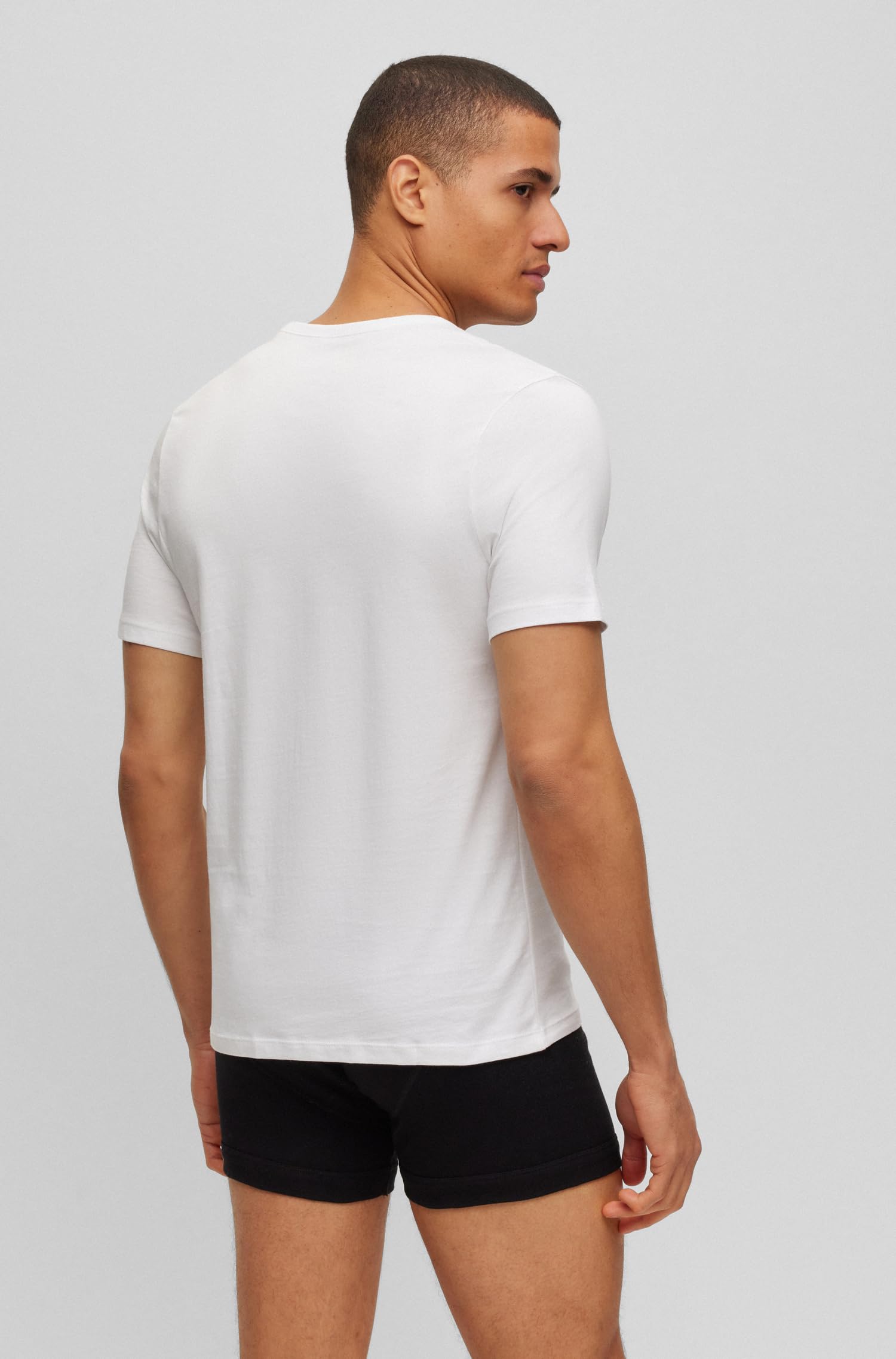 BOSS Men's 3-Pack V-Neck Jersey T-Shirts - Soft Cotton Crew Neck Tees for Casual Wear & Everyday Comfort
