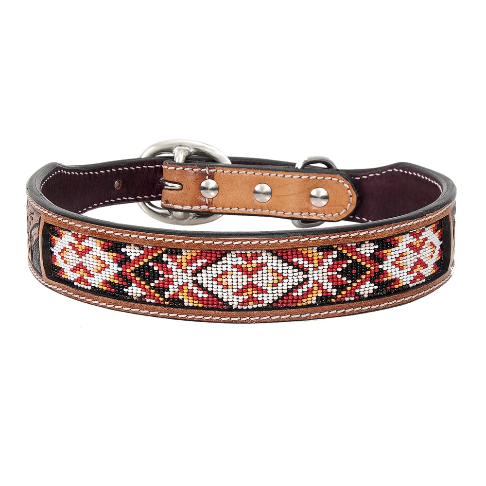 HILASON Genuine Leather Beaded Dog Collar for Small Dogs – Handmade, Soft & Durable – Perfect for Daily Walks, Training & Fashion Accessories