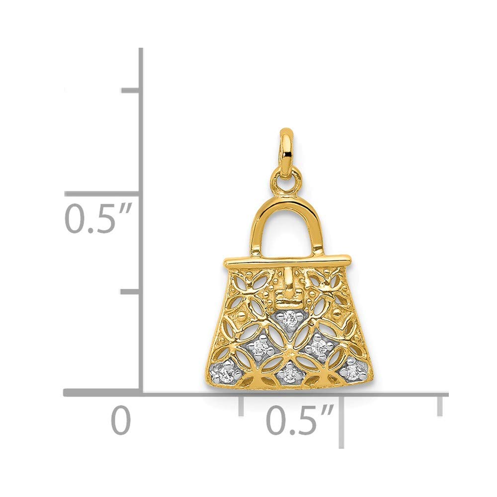 14K Yellow Gold Diamond Purse Charm Pendant - Elegant Jewelry Gift for Women, Perfect for Handbags, Wallets & Accessories | Valentine's Day, Birthday, Anniversary Present
