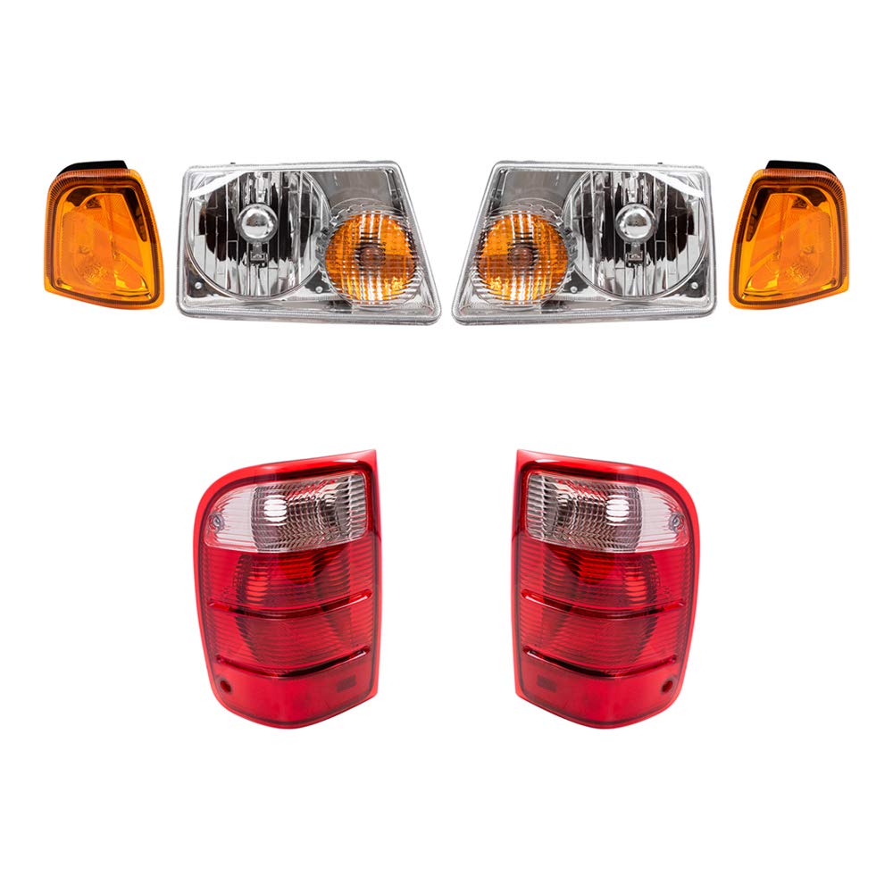 Brock Replacement 6-Piece Headlight, Taillight & Parking Signal Light Kit for 2001-2005 Ford Ranger - Perfect for Night Driving & Vehicle Restoration Projects