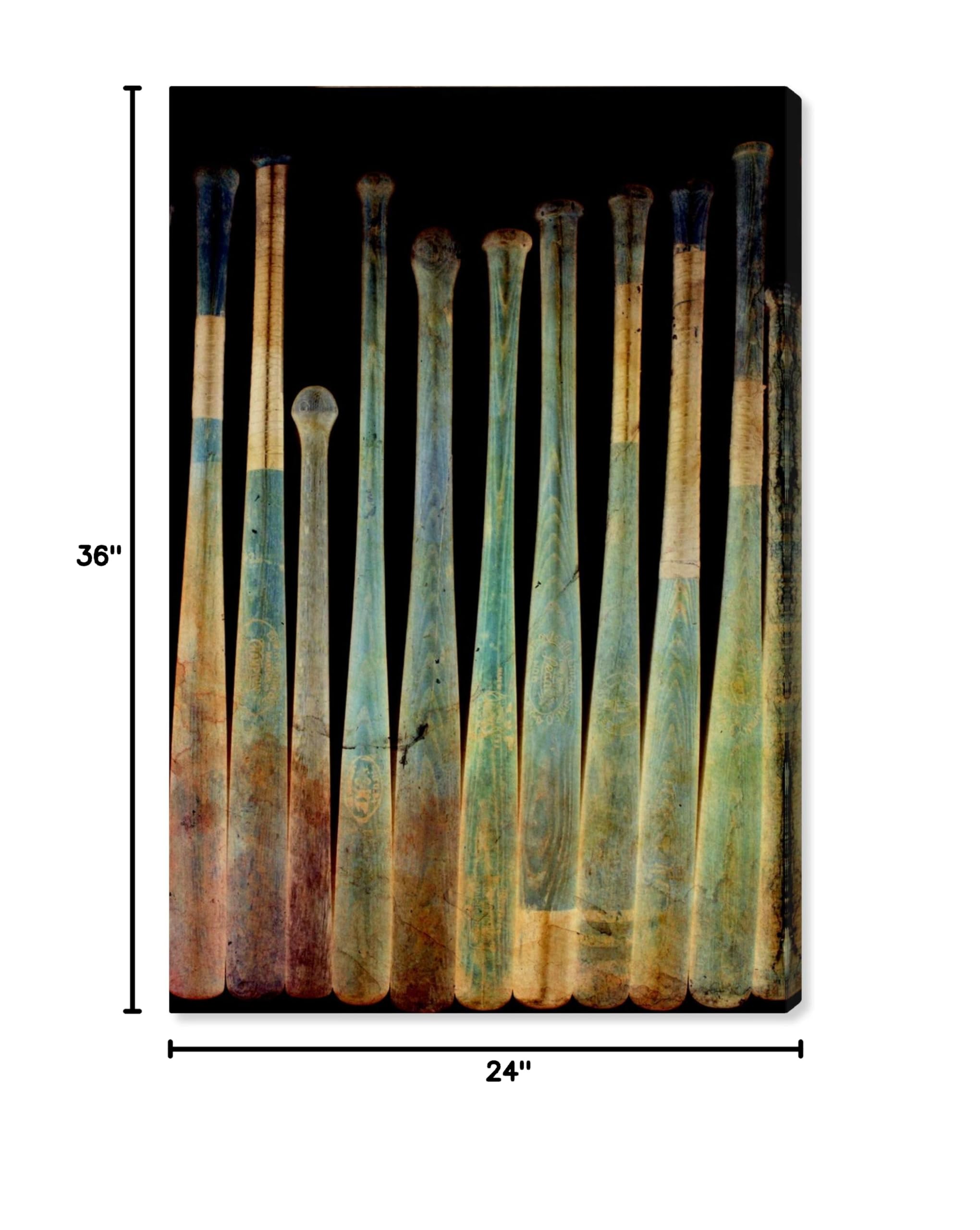 Oliver Gal Artist Co. Baseball Bat X-Ray Sports Wall Art Canvas Print - 24x36 Inches, Green & Black - Perfect for Boys Room Decor, Sports Themed Bedroom, Game Room & Man Cave