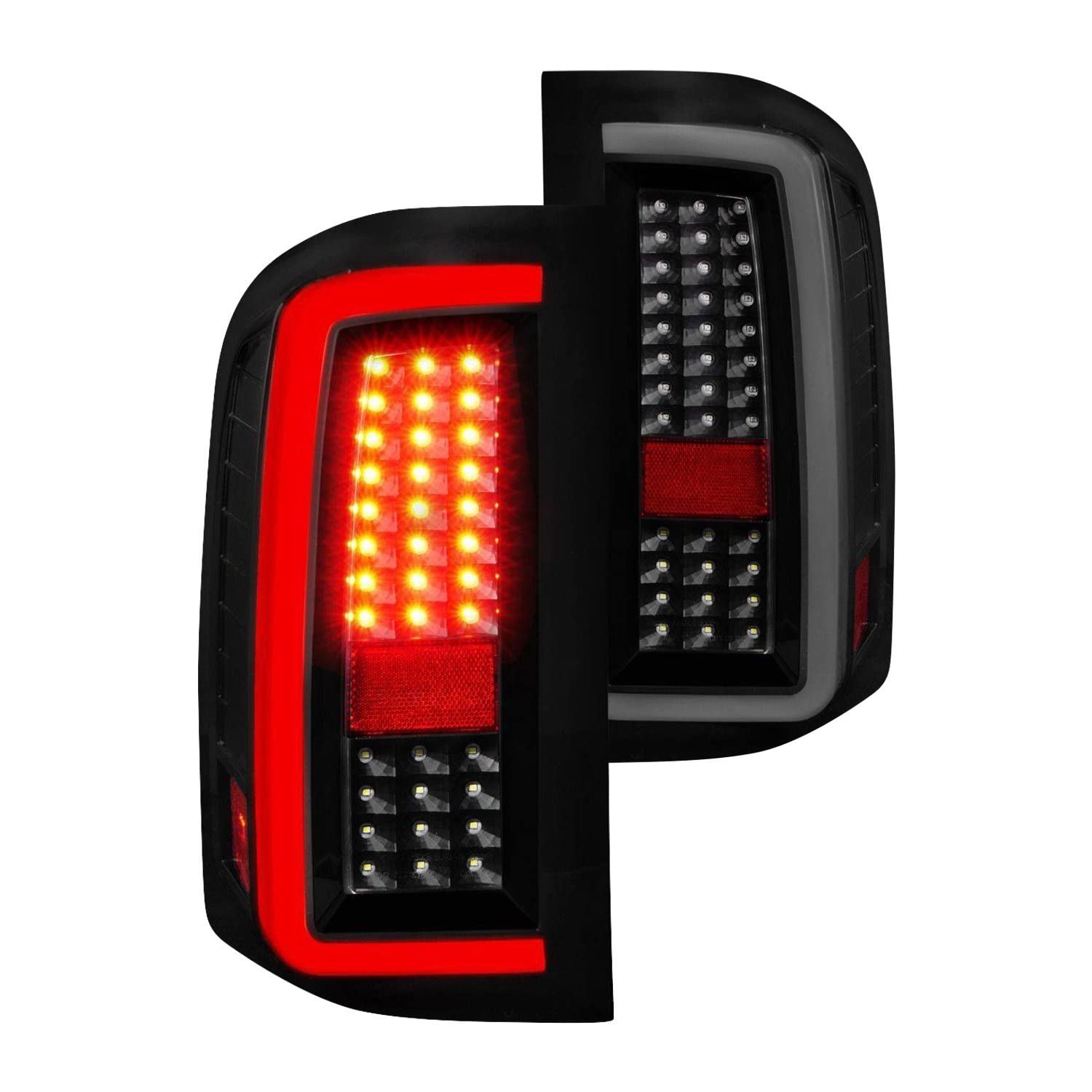 ANZO 2007-2013 Chevrolet Silverado 1500/2500/3500 LED Tail Lights with Light Bar - Black Smoke Housing - Upgrade for Enhanced Visibility & Style - Perfect for Night Driving & Custom Truck Builds