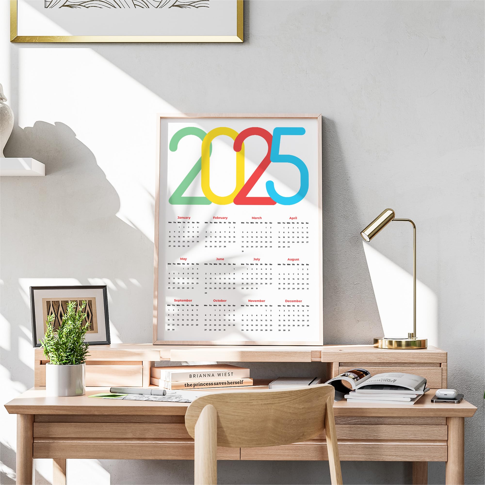 2025 Rainbow Wall Calendar - Stylish Entryway Decor for Home & Office | Perfect for Planning, Gifting & Holiday Organization