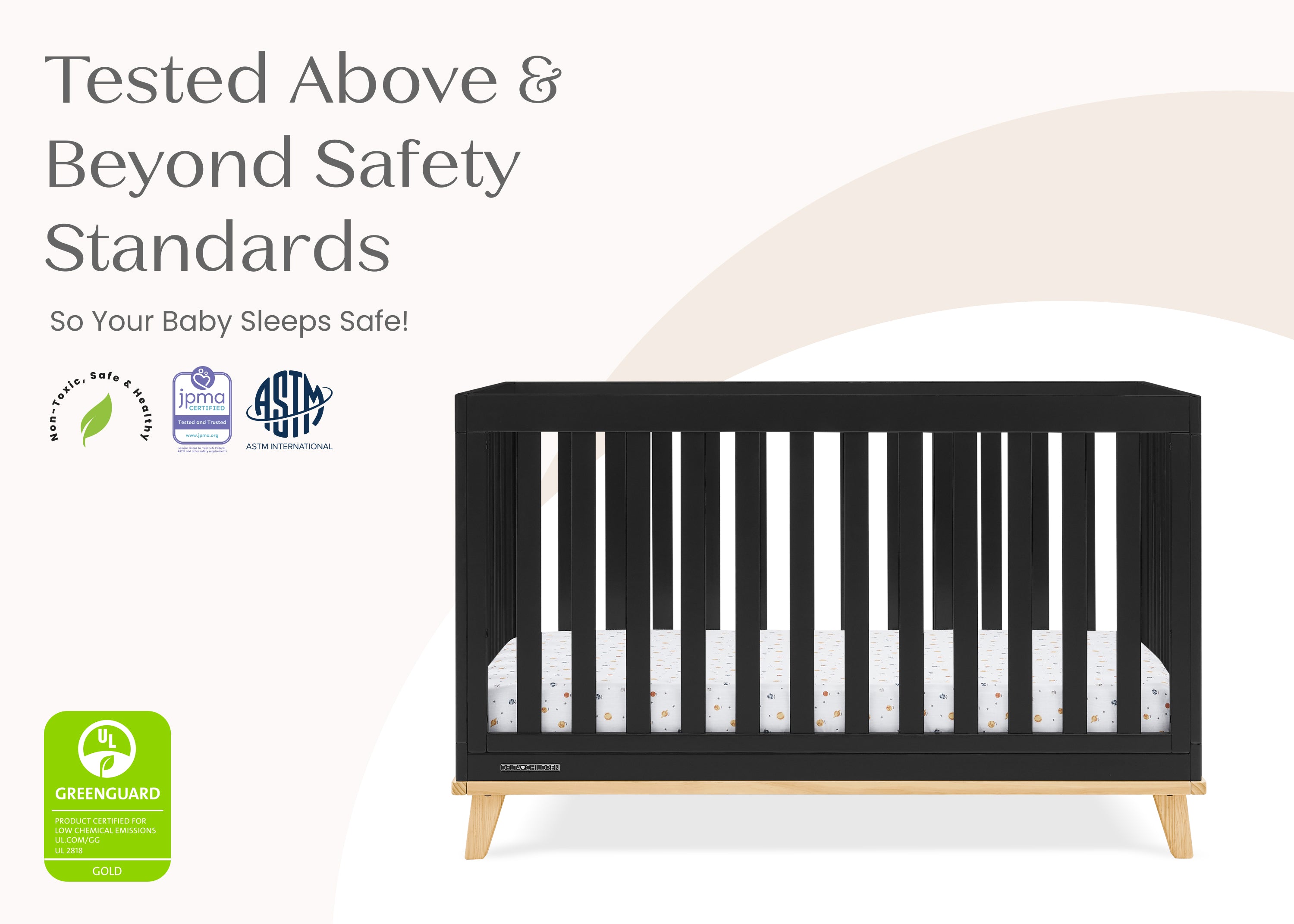 Frankie 4-in-1 Convertible Baby Crib - Toddler Bed, Daybed & Full-Size Bed - Safe Nursery Furniture for Newborns & Kids - Perfect for Bedrooms, Daycare & Guest Rooms