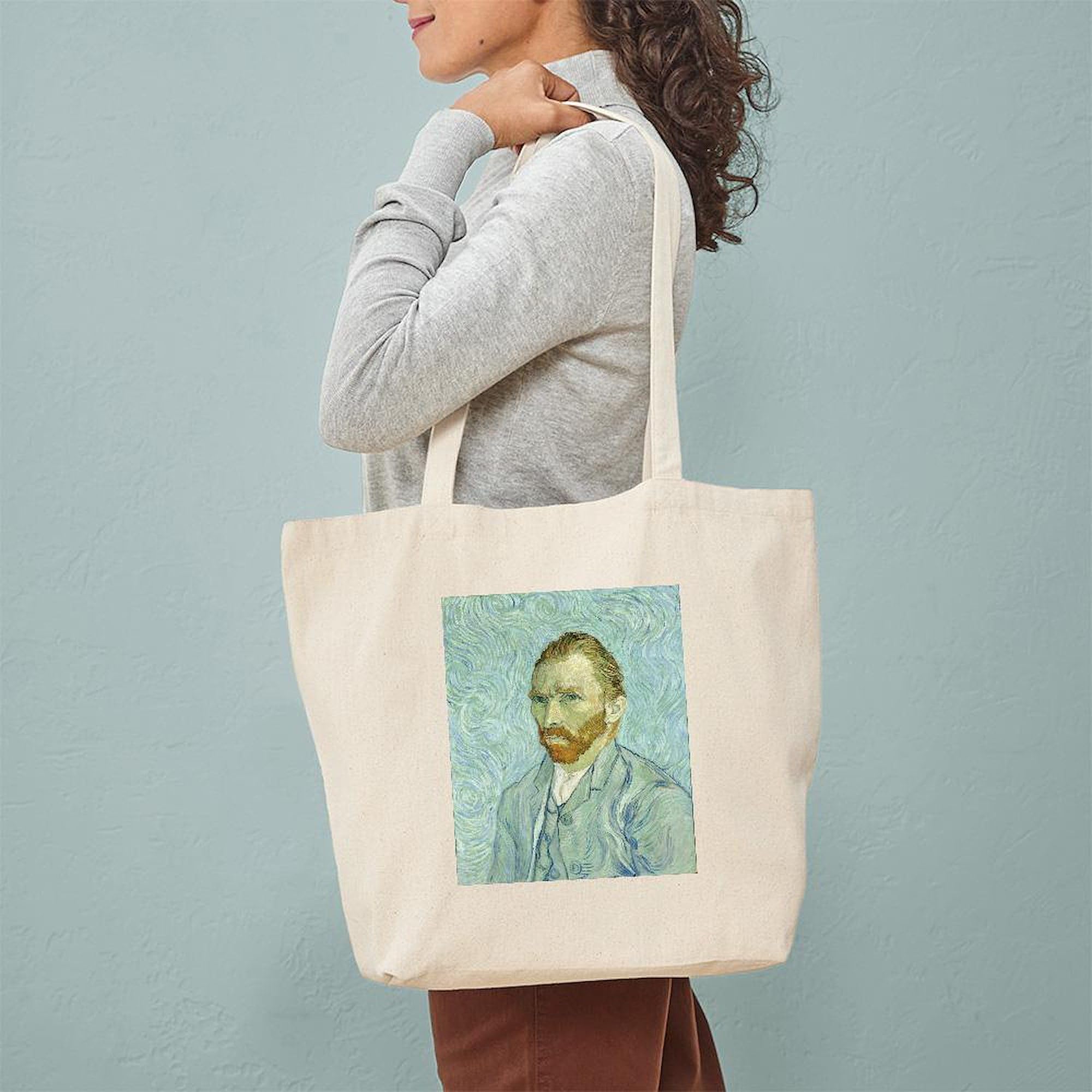 Vincent Van Gogh Irises Tote Bag - Natural Canvas Reusable Shopping Bag for Groceries, Beach & Everyday Use