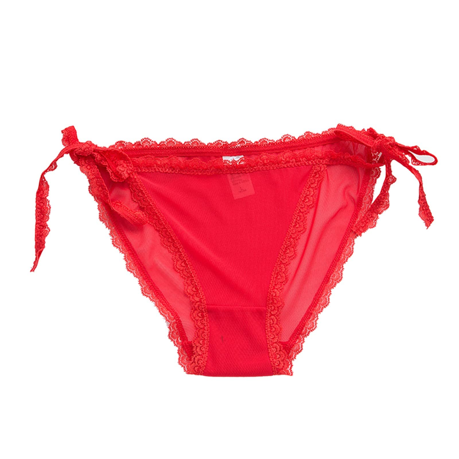 Women's Adjustable Lace Sexy Underwear - Sheer Mesh Cotton Gusset Panties, 3-Pack Seamless Bikini Briefs for Everyday Wear & Special Occasions