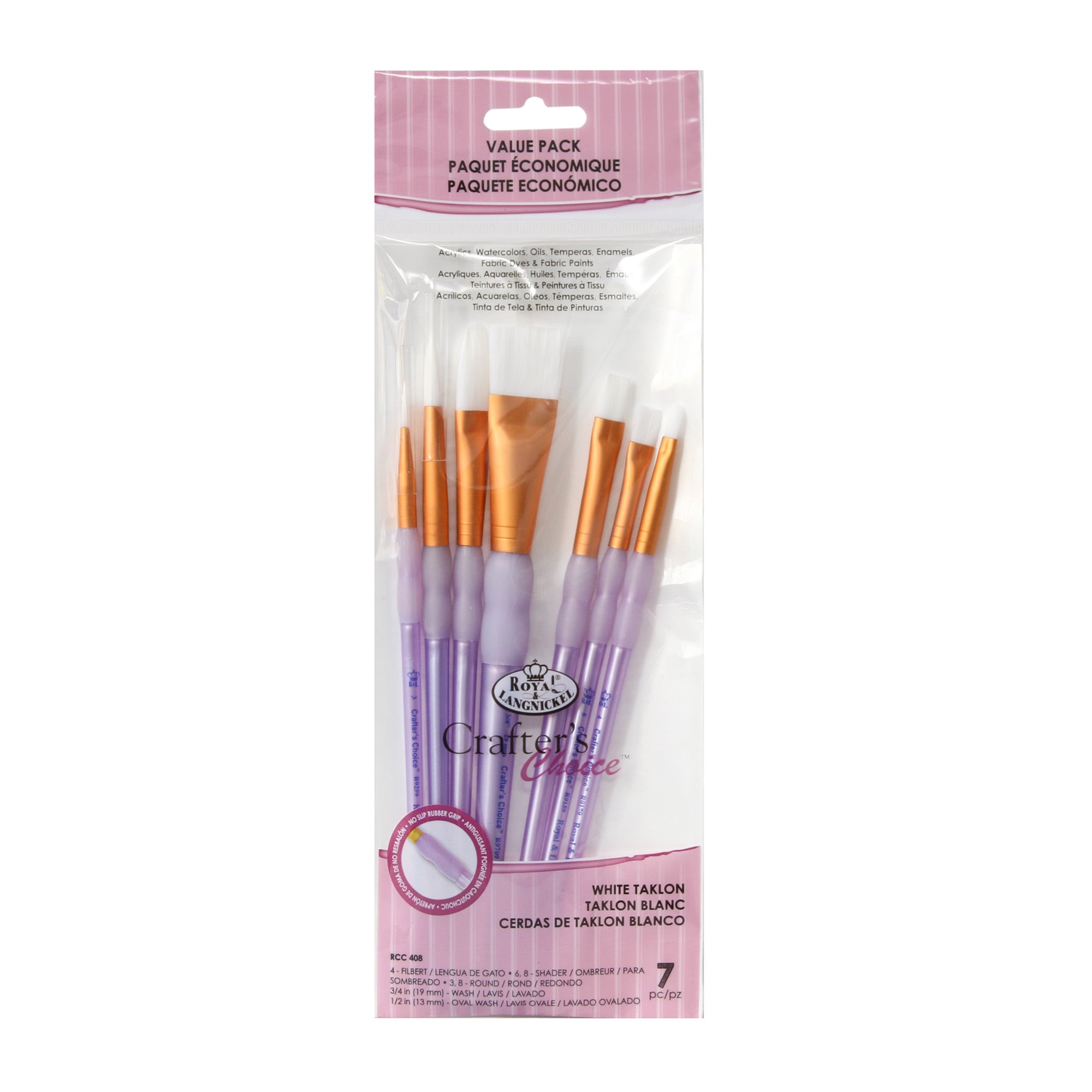 7 Pack White Taklon Flat Paint Brushes - Professional Artist Brushes for Acrylic, Watercolor & Oil Painting - Perfect for Canvas, Wood & DIY Crafts