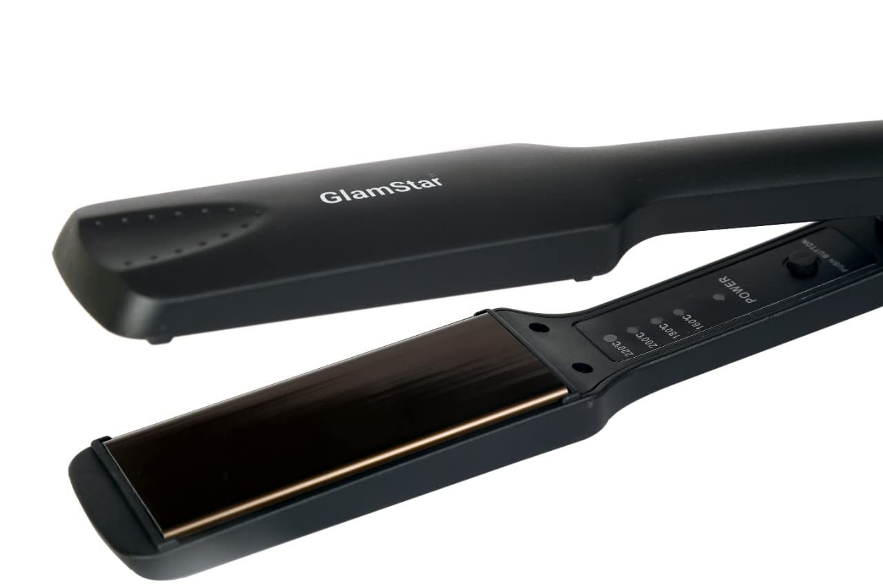 GlamStar Professional Hair Straightener KM329 - 1 Inch Flat Iron for Smooth & Shiny Hair - Perfect for Home, Salon & Travel Use