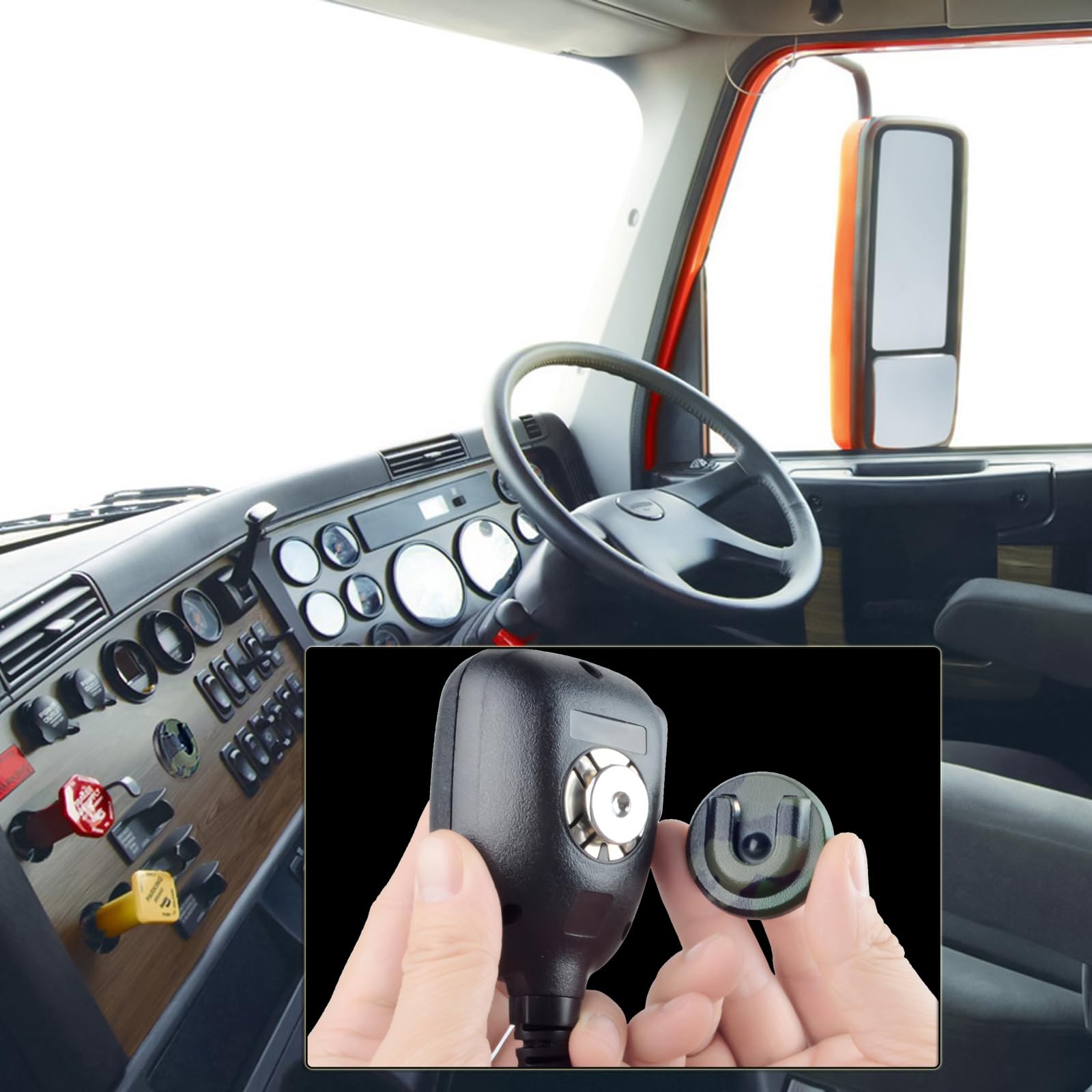 Universal CB/Ham Radio Microphone Holder with Adhesive Mount - Green Mic Hanger Clip for Marine, Truck & Home Use - Compatible with Round Knob Radios - Secure Mic Storage Solution for Vehicles, Boats & Offices