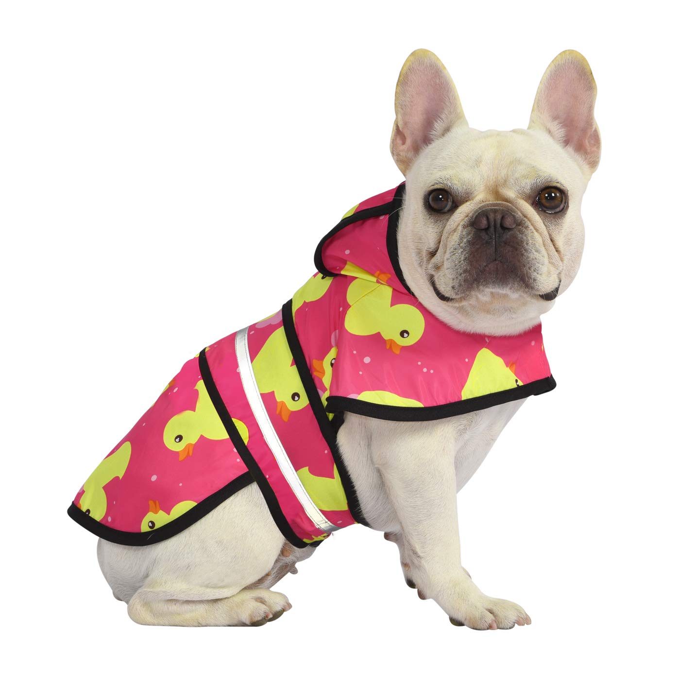 HDE Waterproof Dog Raincoat with Hood - Pink Ducks Print, Small to X-Large Sizes for Dogs & Puppies | Outdoor Walking, Rainy Day Protection, Pet Fashion Accessory