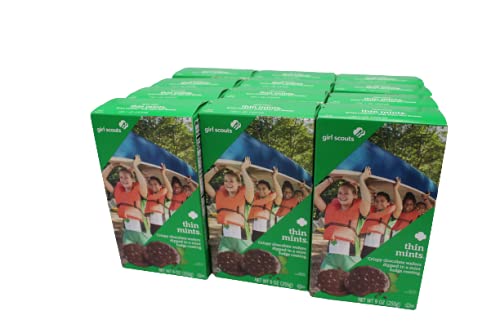 Organic Thin Mint Cookies by Girl Scouts – Handmade with Natural Ingredients, 9oz Each (Pack of 12) – Perfect for Snacking, Gifts & Fundraising Events