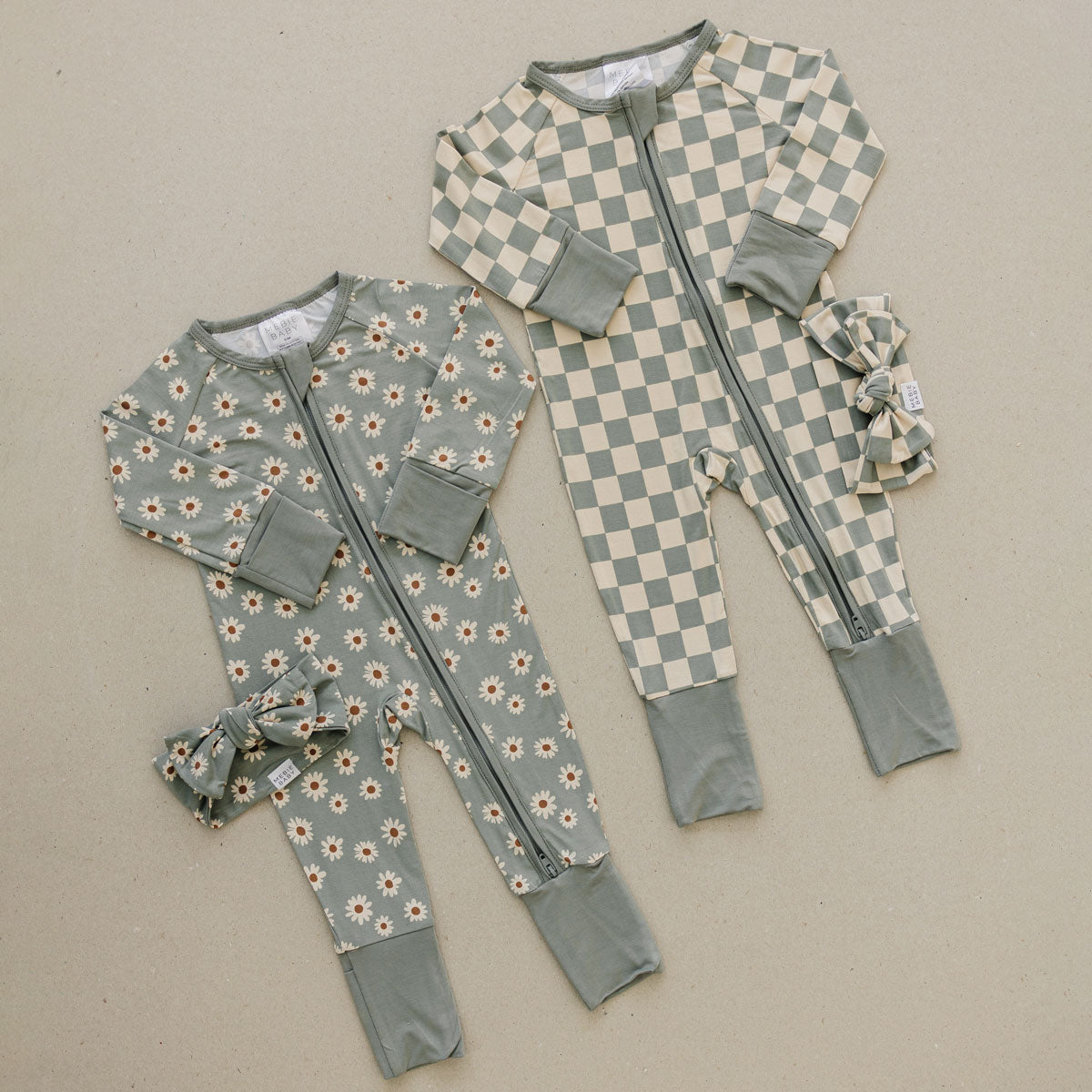 Bamboo Zipper Pajama Set - Light Green Checkered Sleepwear for Women & Men | Soft & Breathable Pajamas for Nightwear, Lounge Wear & Cozy Home Outfits