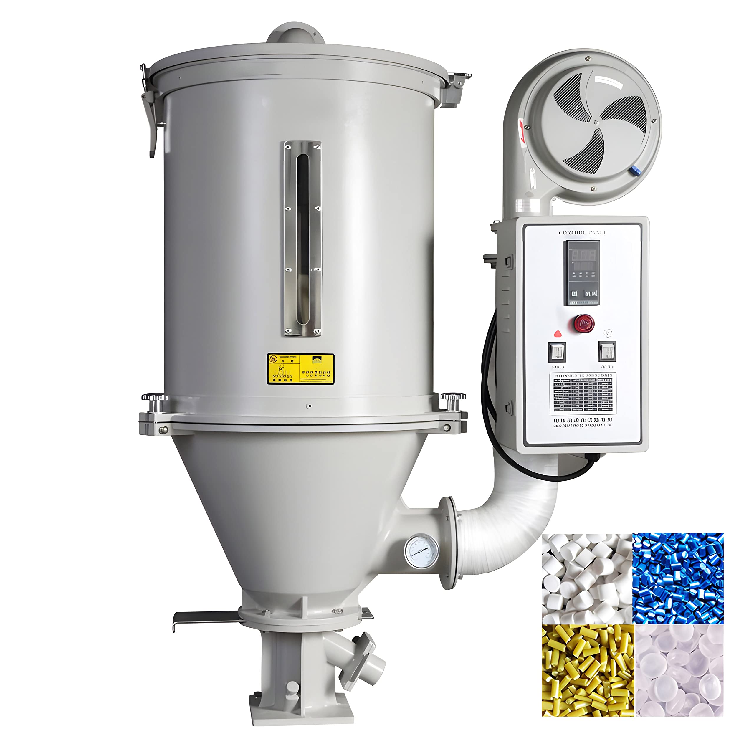 55LBS Hopper Plastic Dryer Machine for PP PE PVC - 220V Industrial Plastic Drying System with Temperature Control | Perfect for Injection Molding, 3D Printing & Plastic Recycling Workshops