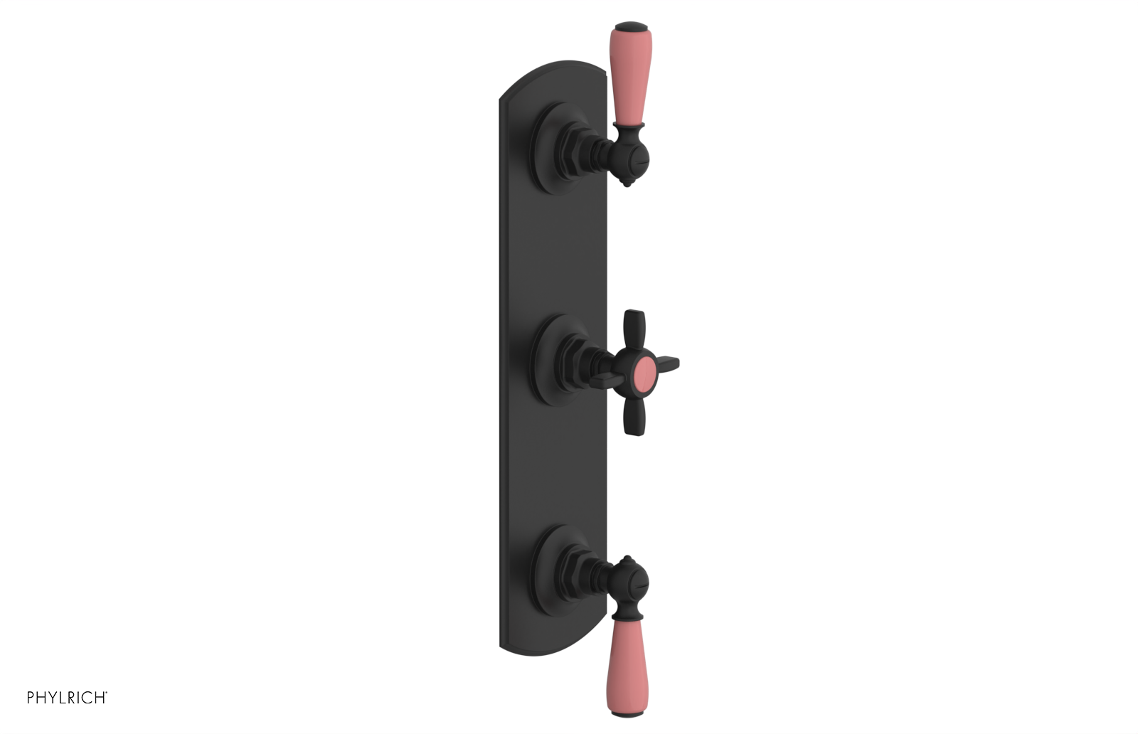 Jamestown Thermostatic Shower Valve with Dual Volume Control - Pink Accented Bathroom Fixture for Modern & Vintage Bathroom Renovations
