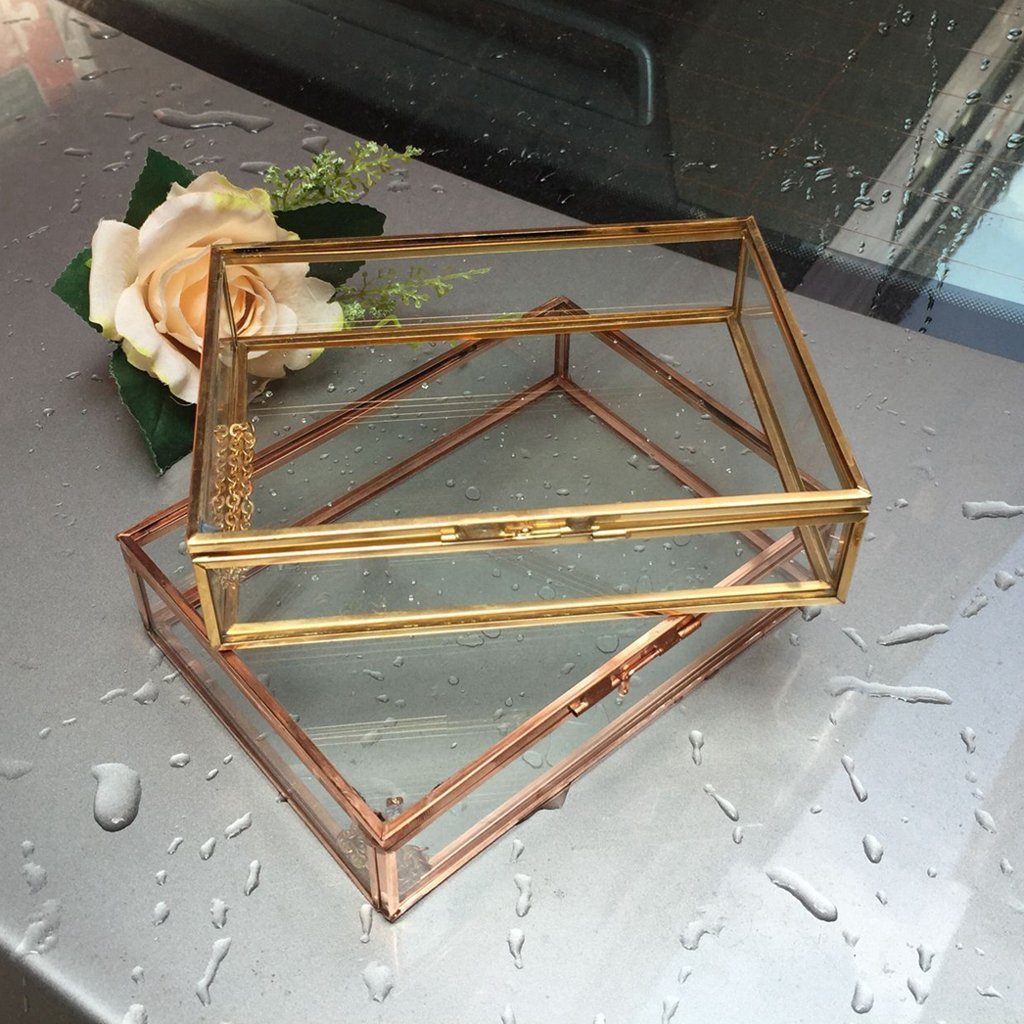 Modern Geometric Glass Terrarium Box - 10x7x6cm Succulent Planter, Jewelry Display Case & Wedding Decor - Perfect for Home Decor, Office Desk & Gift Giving
