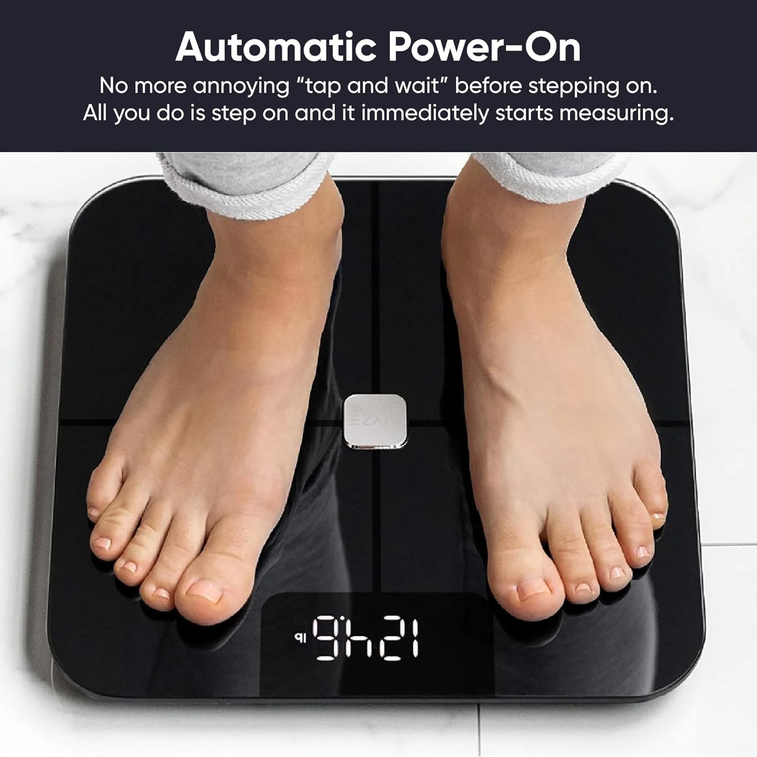 Wyze Smart Scale - Digital Bathroom Scale with Bluetooth, Measures Body Weight, Fat, BMI & Heart Rate, Body Composition Analyzer with Free App, 400 lb Capacity, Black - Perfect for Home Gym, Fitness Tracking & Health Monitoring