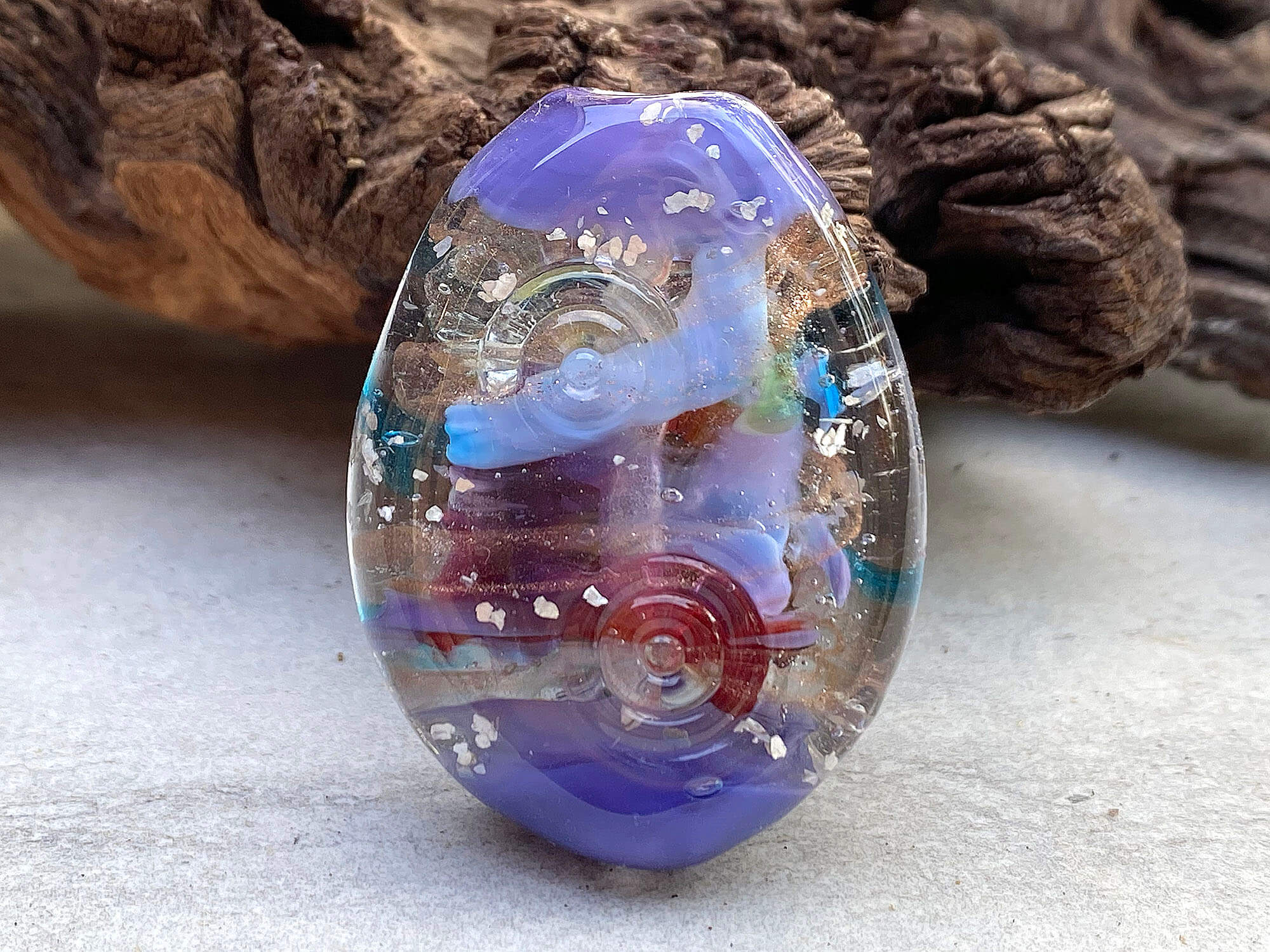 Handmade Serendipity Purple Lampwork Glass Focal Bead - SRA Certified for Jewelry Making, DIY Crafts & Beading Projects | Perfect for Necklaces, Bracelets & Earrings