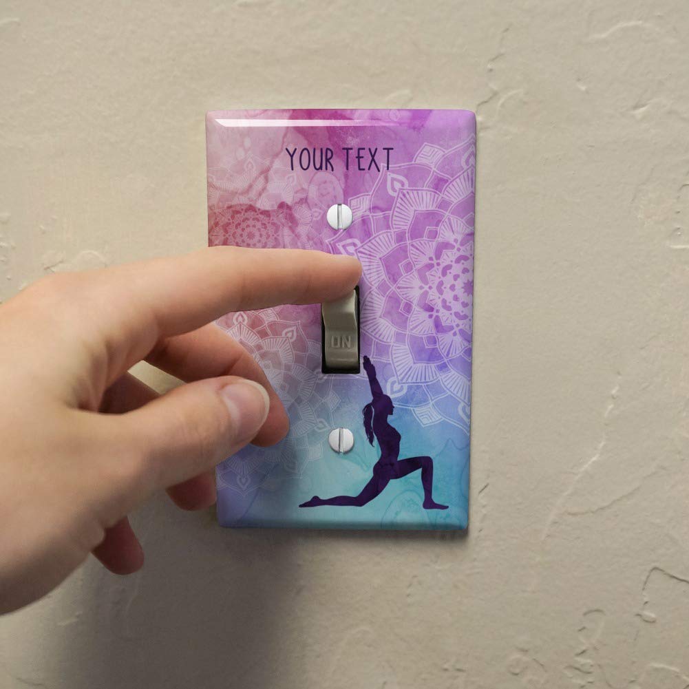 Personalized Custom 1-Line Yoga High Lunge Plastic Wall Decor Light Switch Plate Cover - Perfect for Yoga Studios, Home Gyms & Meditation Spaces