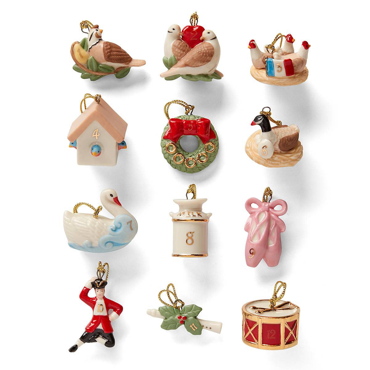 12 Days of Christmas Ornament Set - 12-Piece Holiday Decor for Tree, Home & Festive Celebrations